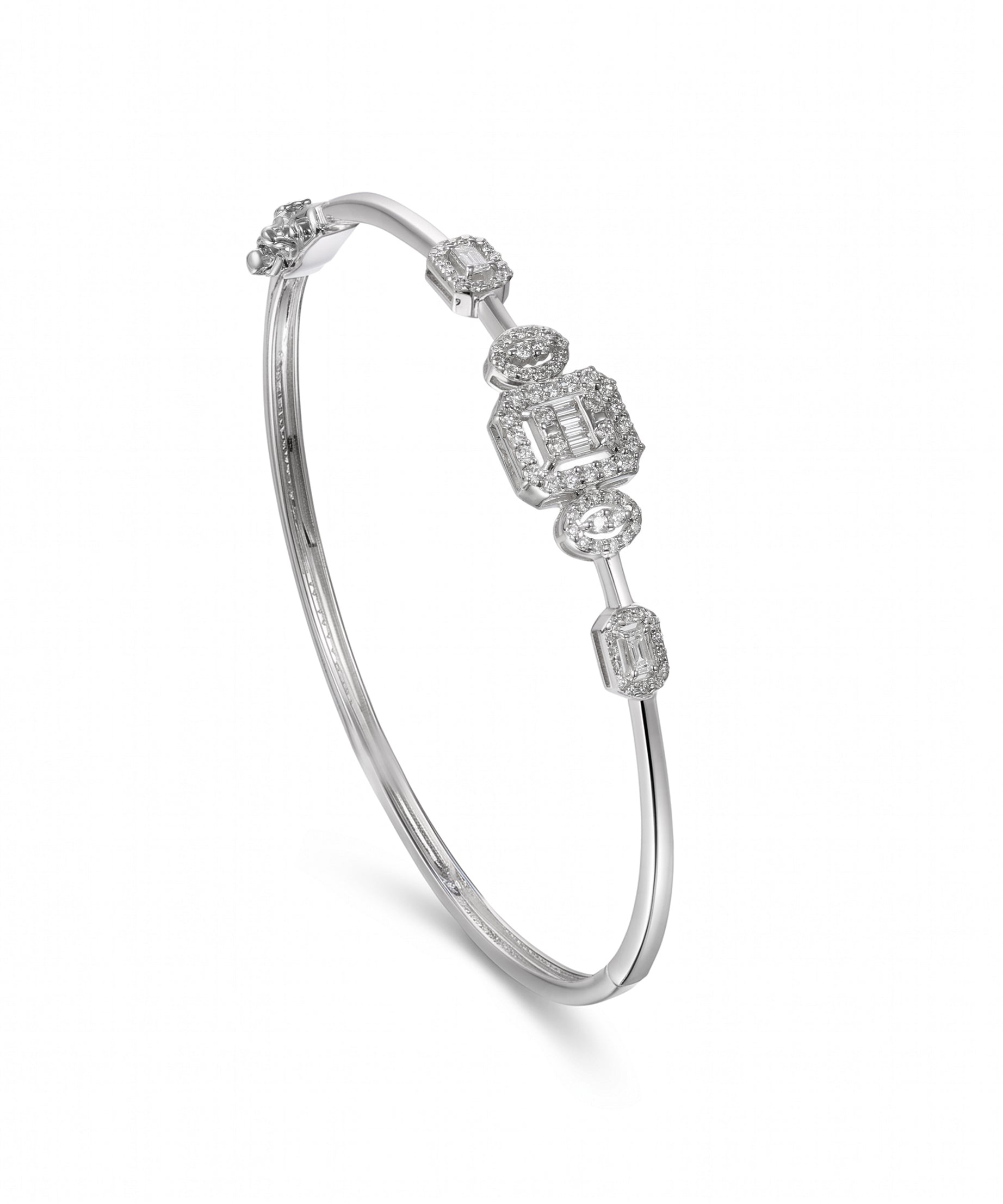 18K White Multi Shapes Diamond Bangle - S-B306S