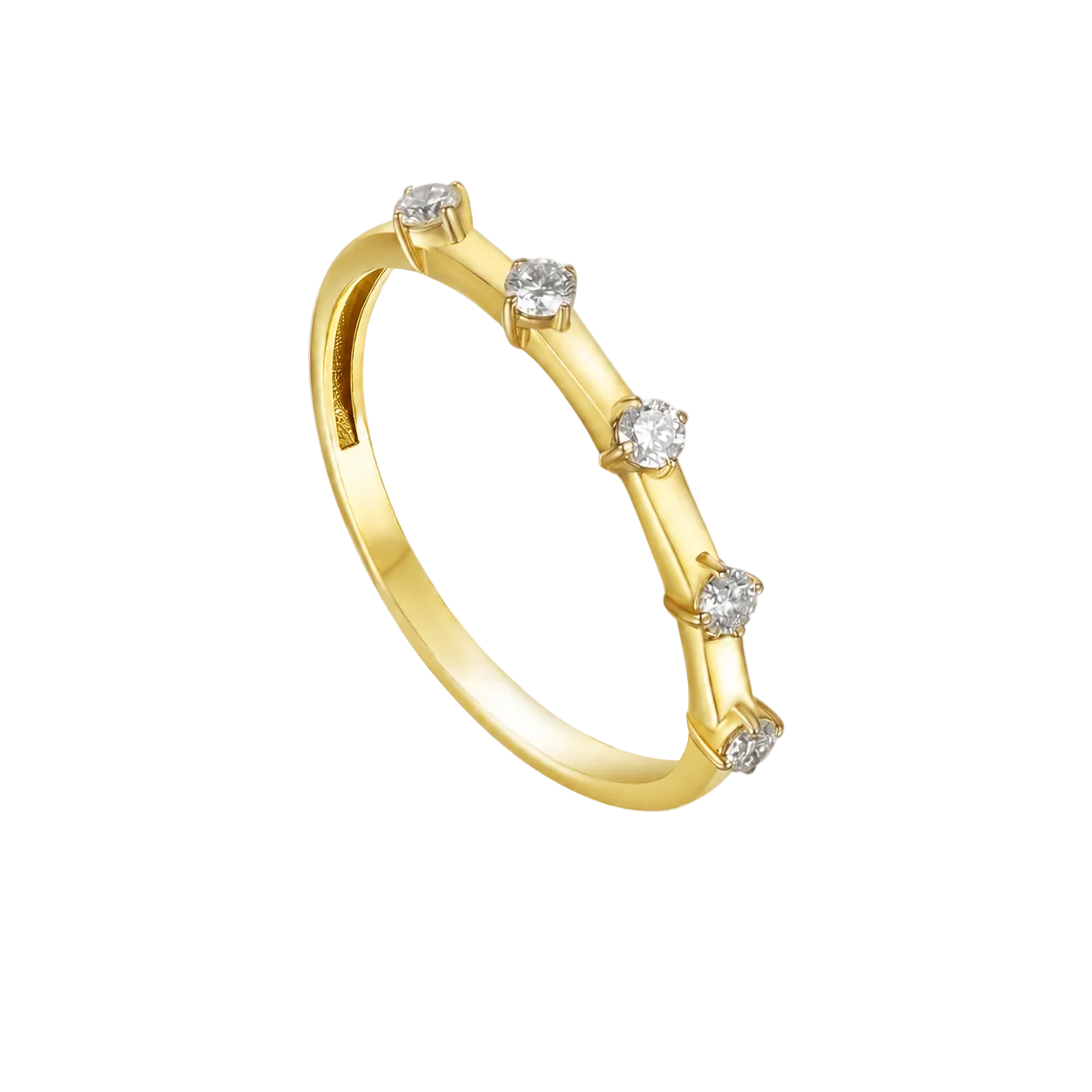 18K Yellow Gold Diamond Ring With Minimal Elegant Design - S-R600S