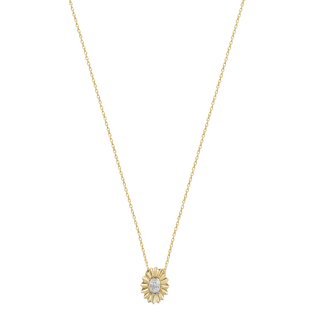 18K Yellow Gold Floral Diamond Statement Necklace - S-H093PX