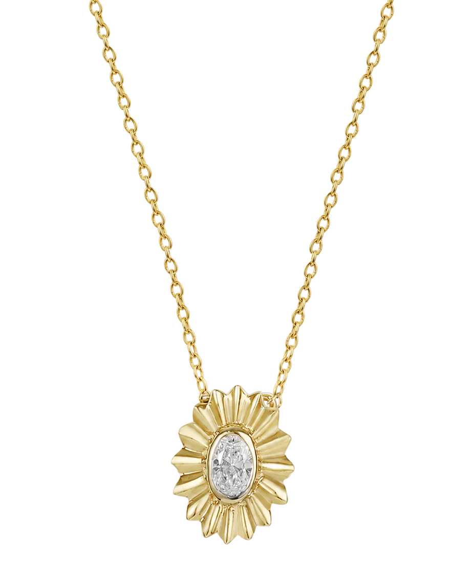 18K Yellow Gold Floral Diamond Statement Necklace - S-H093PX
