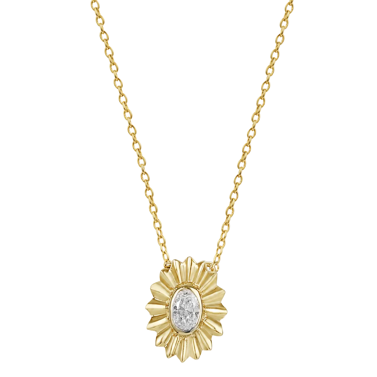 18K Yellow Gold Floral Diamond Statement Necklace - S-H093PX