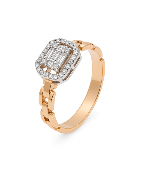 18K Rose Gold Diamond Ring with Centerpiece - S-X251R