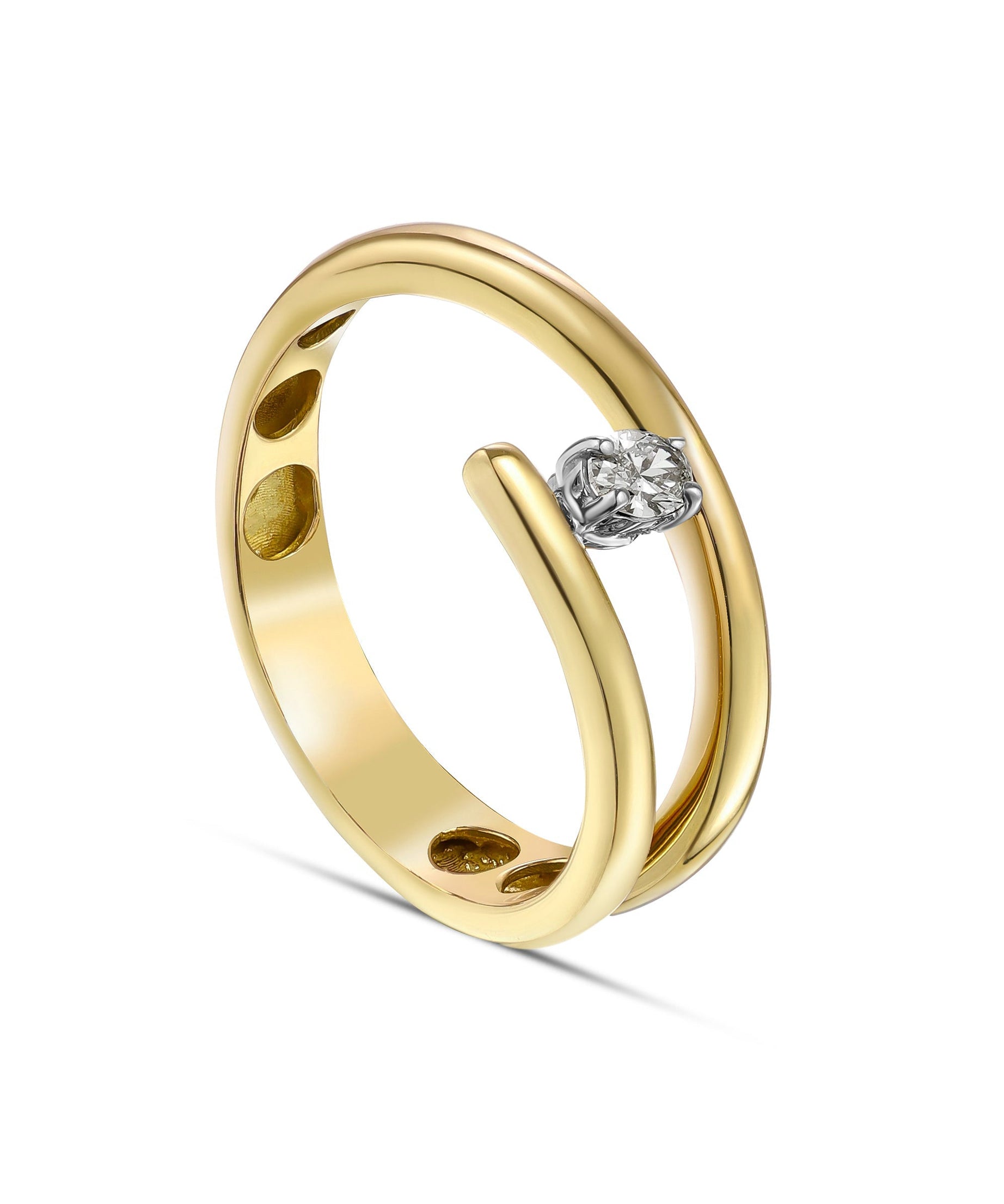 18K Yellow Gold Unique Open Diamond Ring - S-R540S