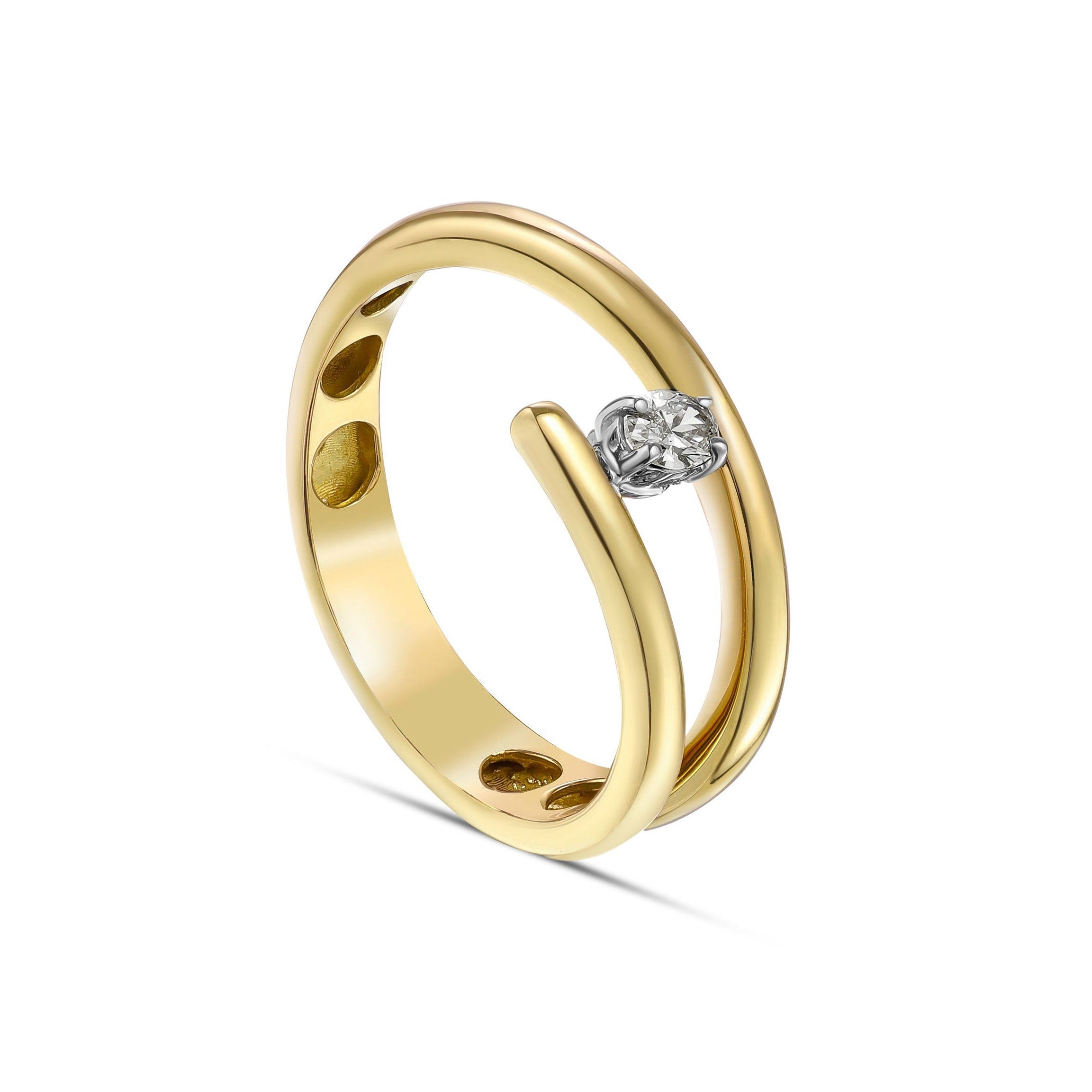 18K Yellow Gold Unique Open Diamond Ring - S-R540S