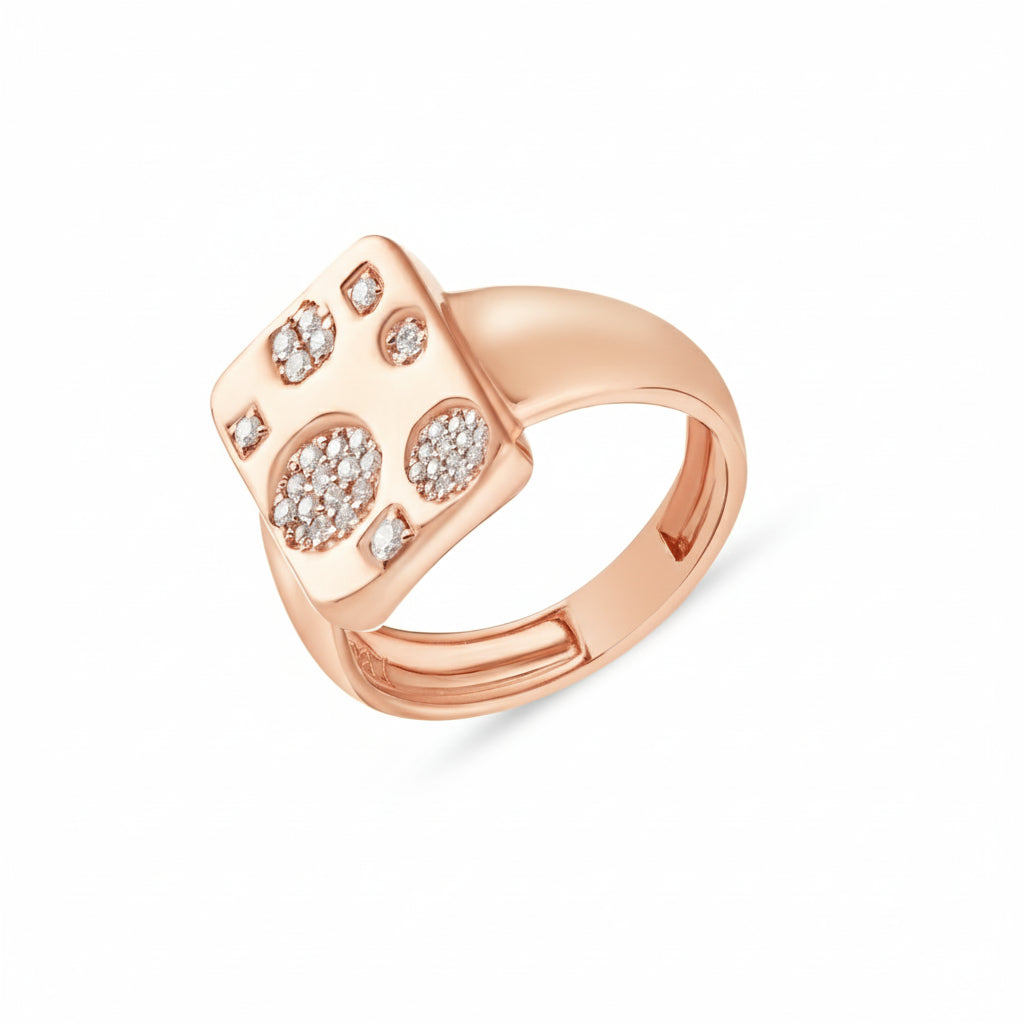 18k Rose Gold Rectangle Face Pinky Ring with Assorted Diamonds - S-R50 ...