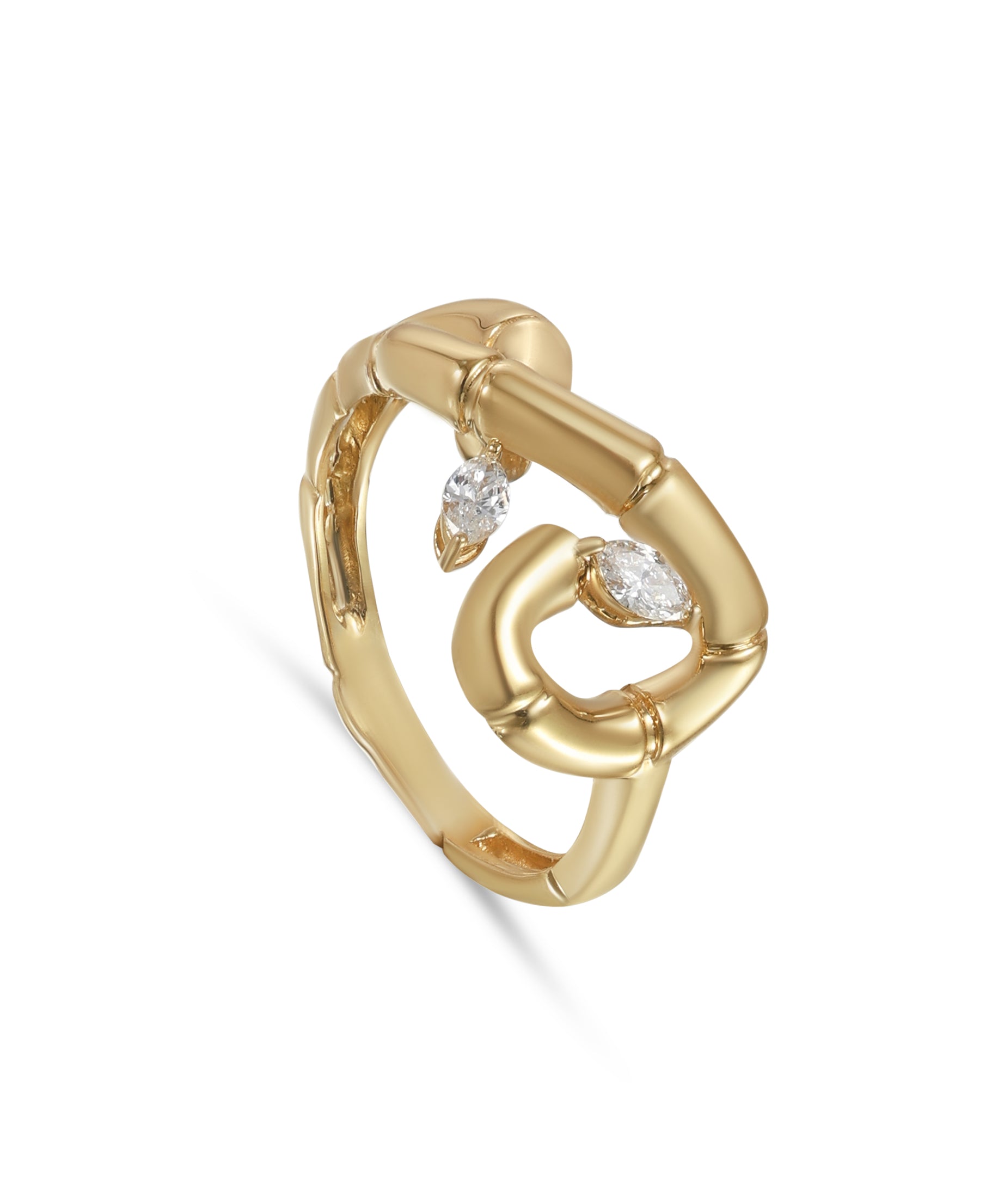 18k Yellow Gold Lucky Spiral Ring with Diamonds - S-R528S - SIRAN-BY-IRAM-JEWELRY