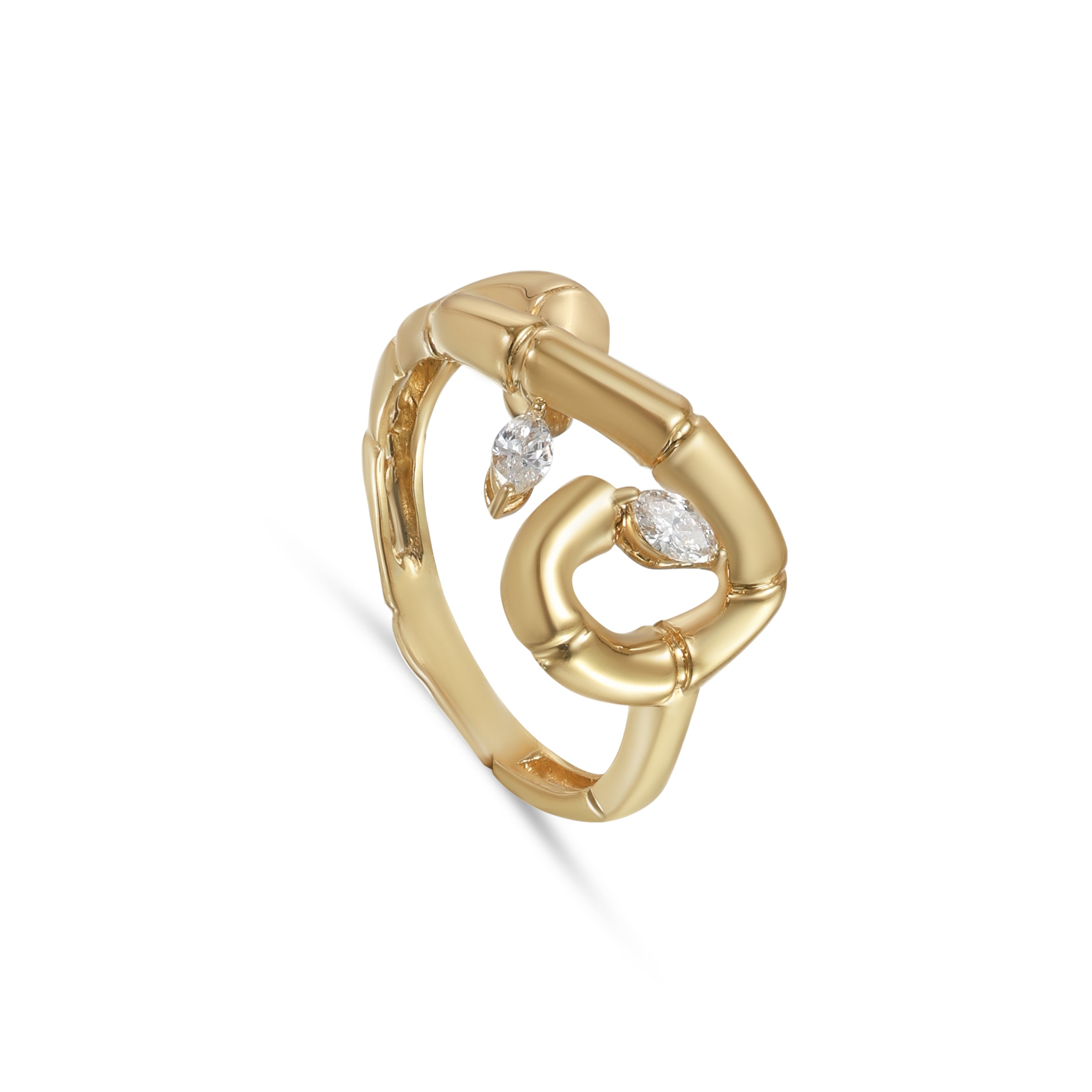 18k Yellow Gold Lucky Spiral Ring with Diamonds - S-R528S - SIRAN-BY-IRAM-JEWELRY