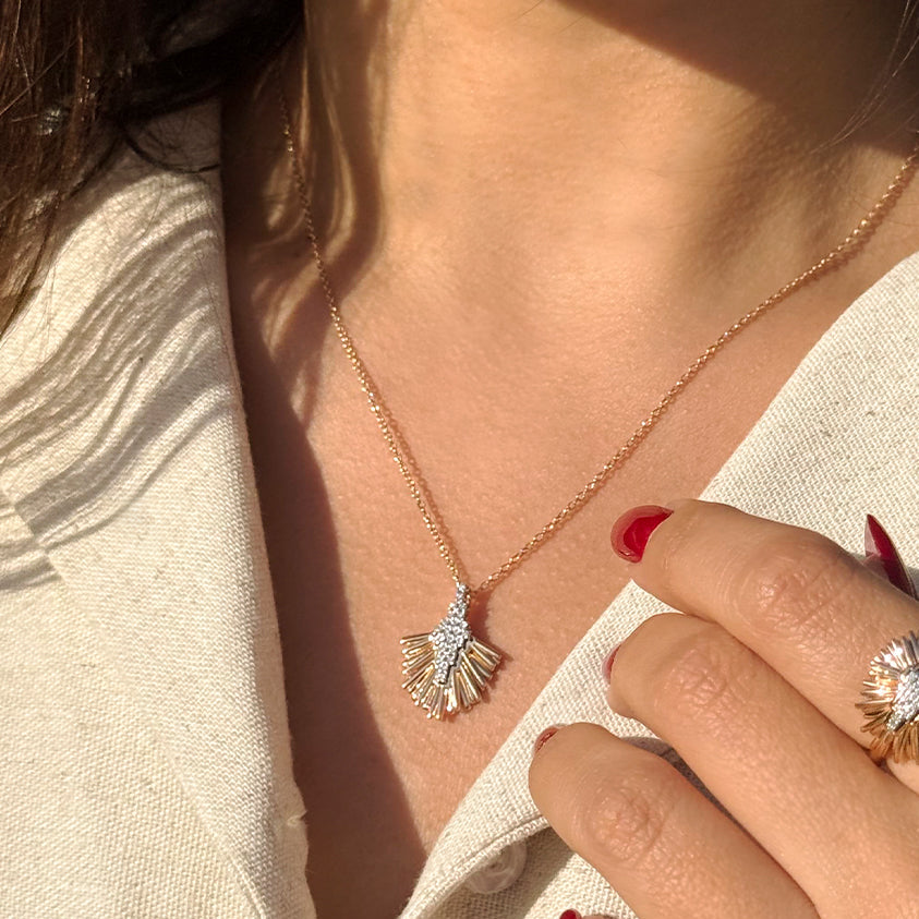 18k Rose gold Diamond Necklaces - S-H070PS