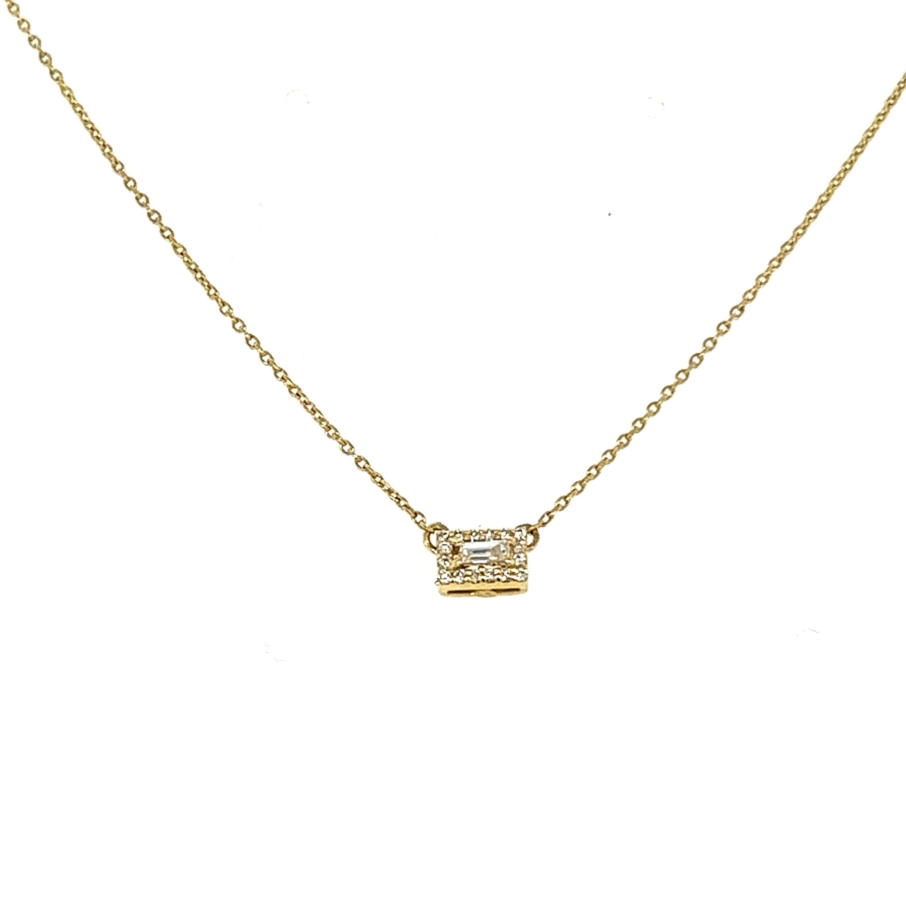 Baguette Central Diamond Necklace / S-P238SON