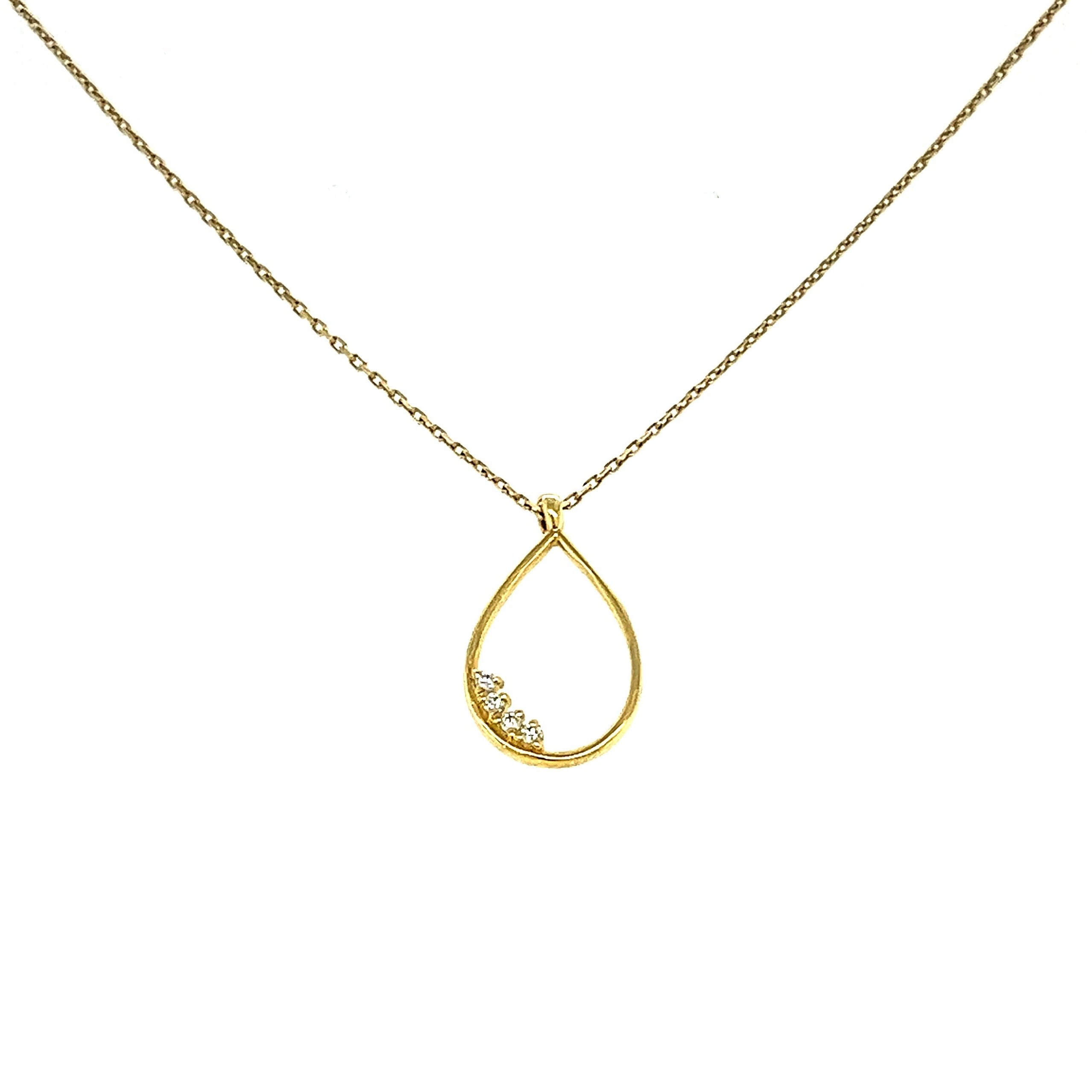 Diamond Tear Drop Necklace in 18K Yellow Gold - YT245400K