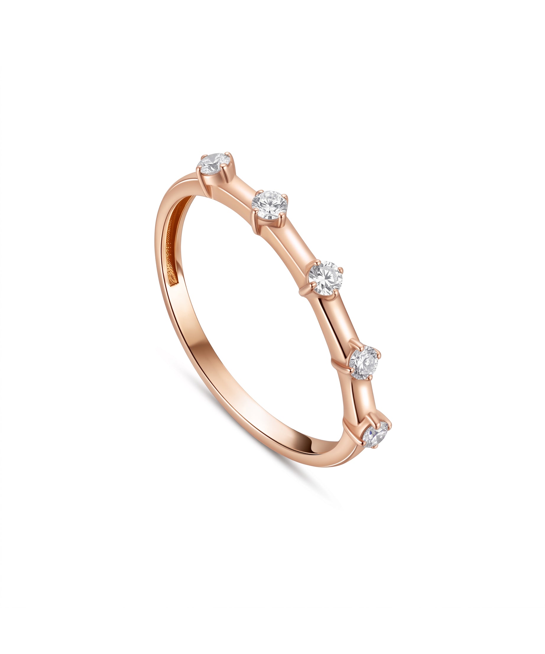 18K Rose Gold Diamond Ring With Minimal Elegant Design - S-R600S