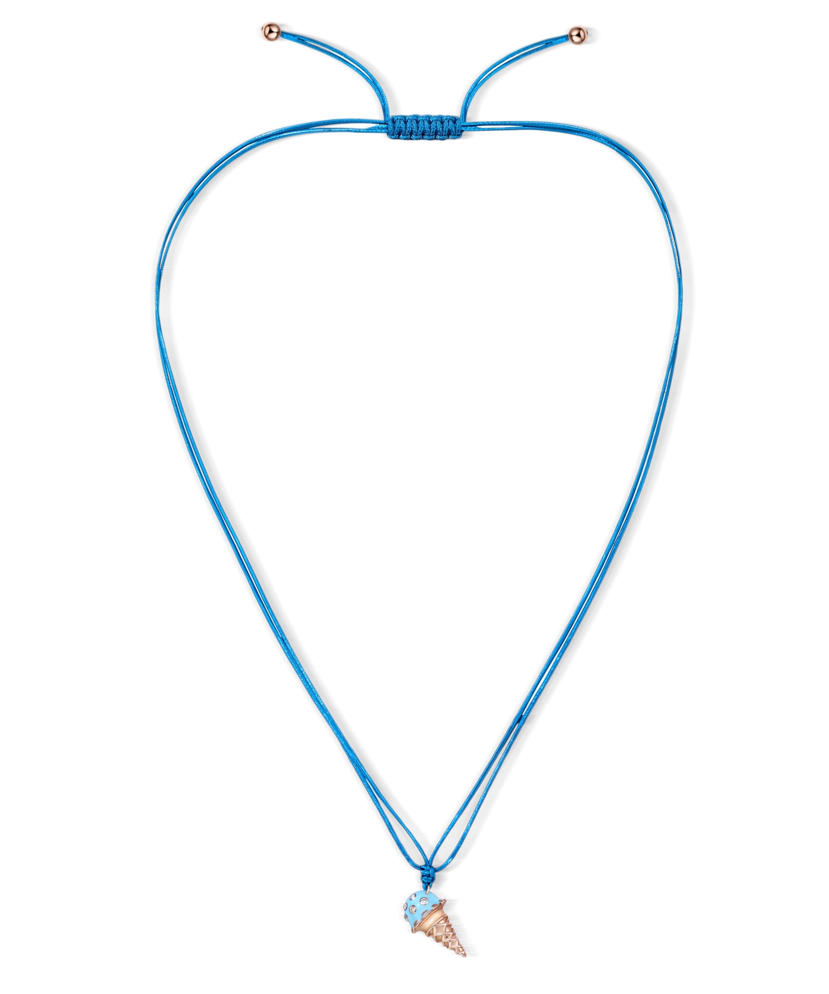 18K Rose Gold Dolato Scoop Cone Diamond Necklace in Bubblegum