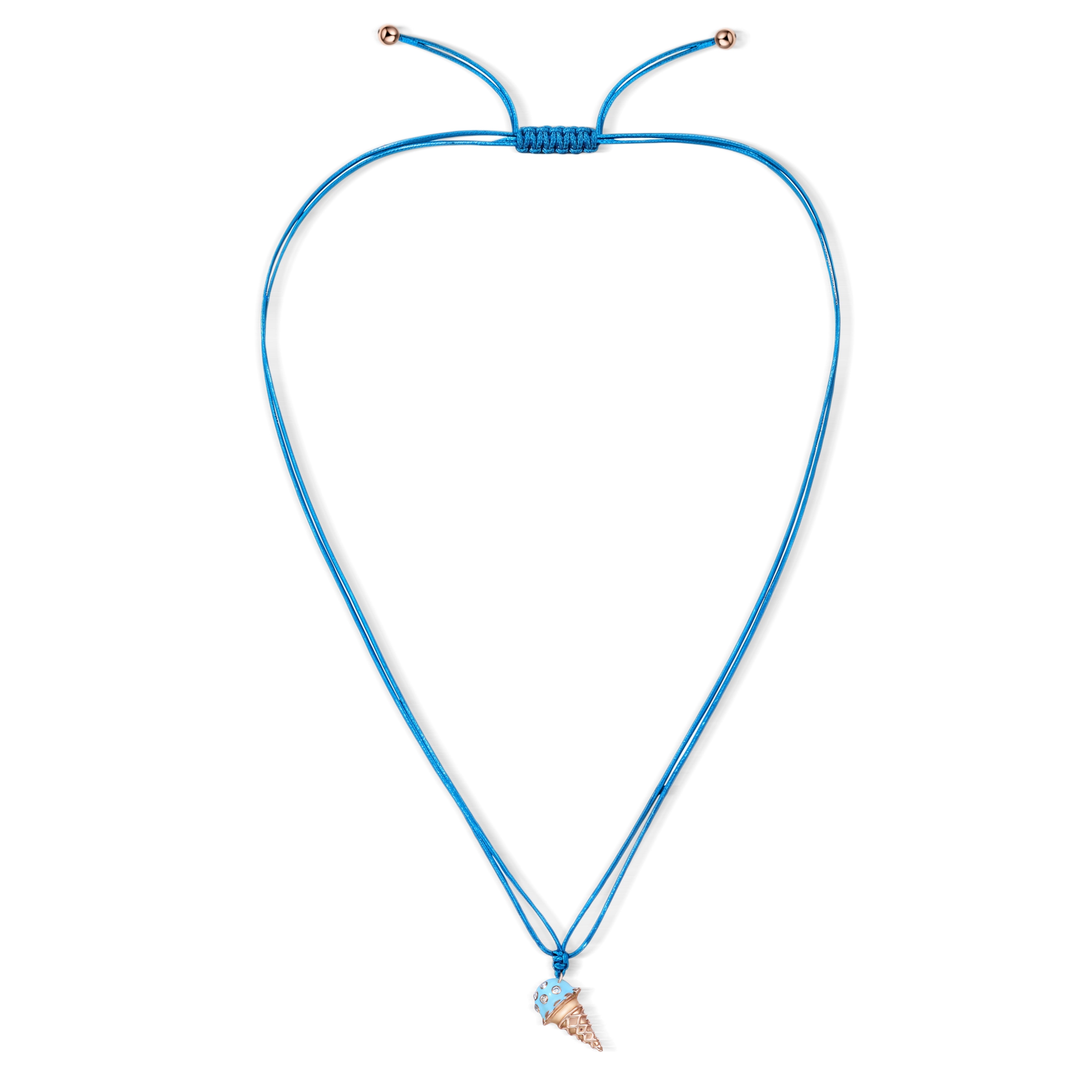 18K Rose Gold Dolato Scoop Cone Diamond Necklace in Bubblegum