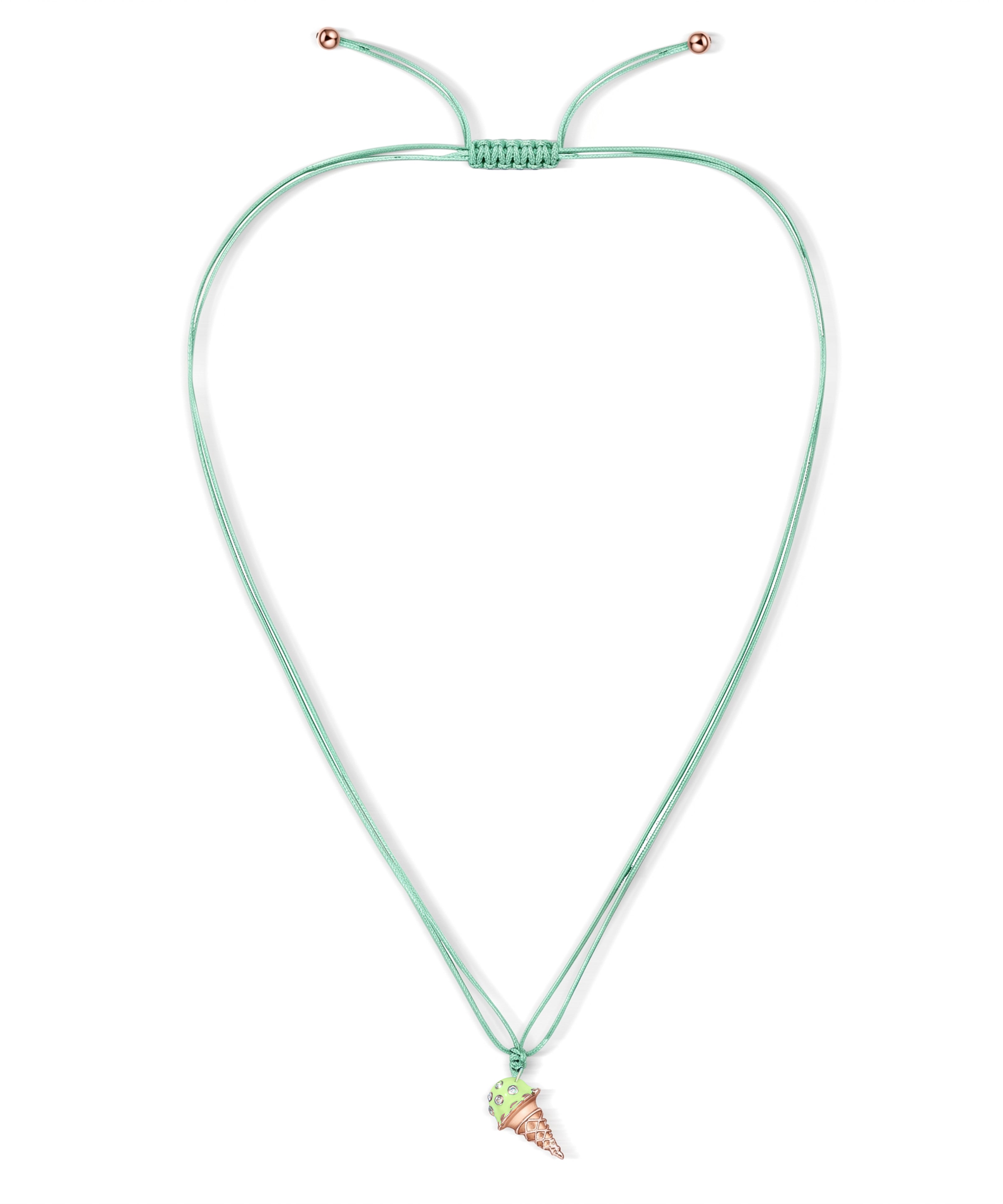 18K Rose Gold Dolato Scoop Cone Diamond Necklace in Pistachio