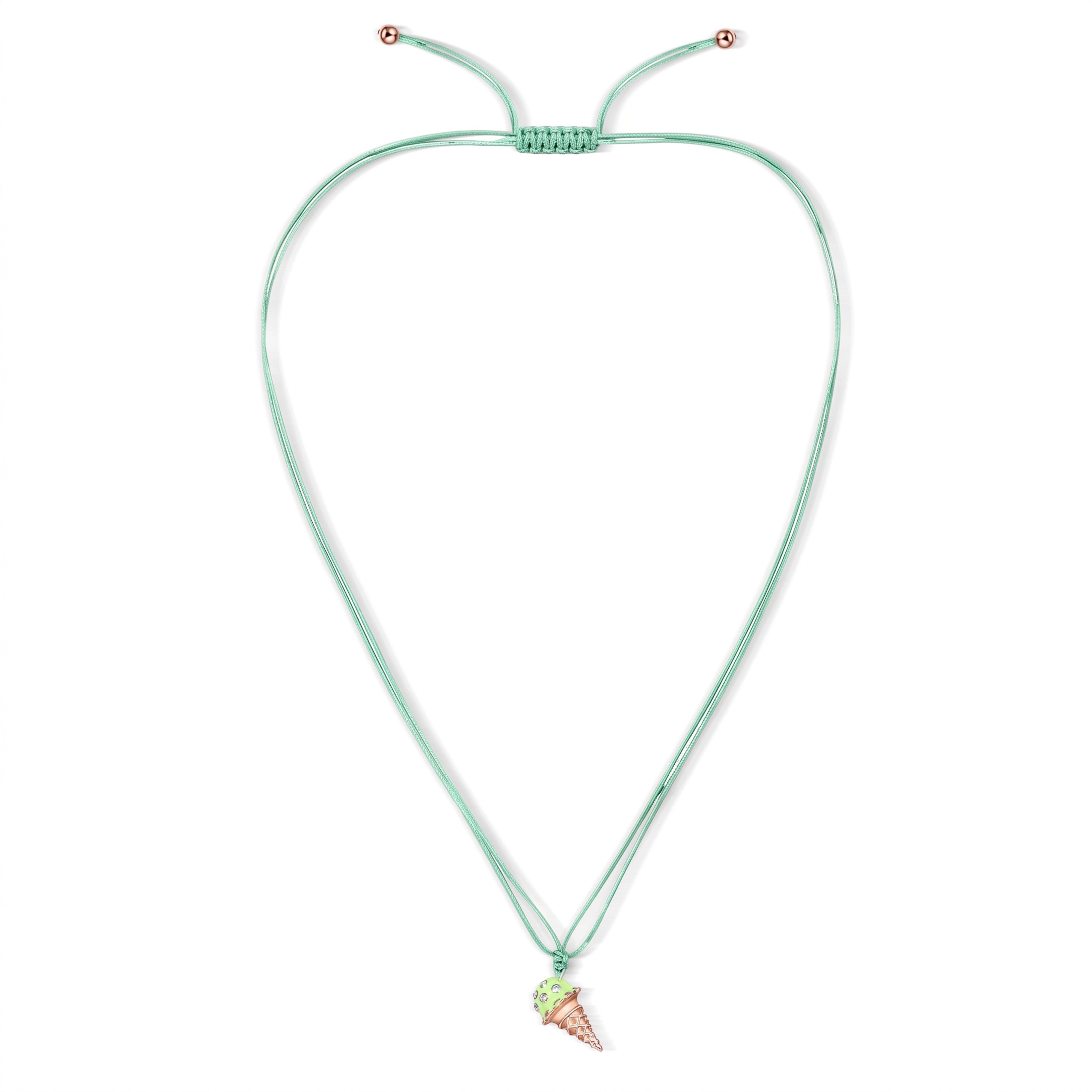 18K Rose Gold Dolato Scoop Cone Diamond Necklace in Pistachio