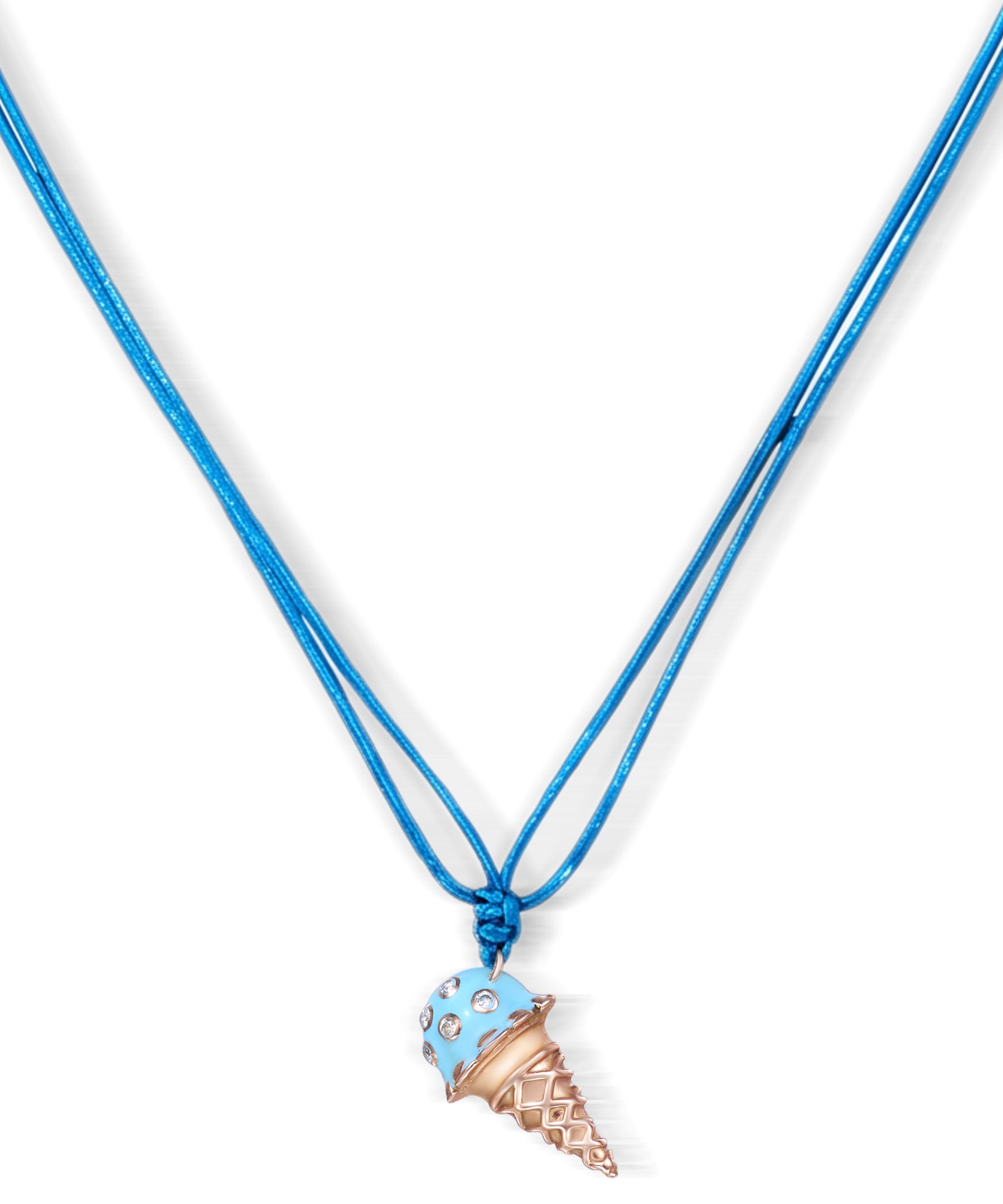 18K Rose Gold Dolato Scoop Cone Diamond Necklace in Bubblegum