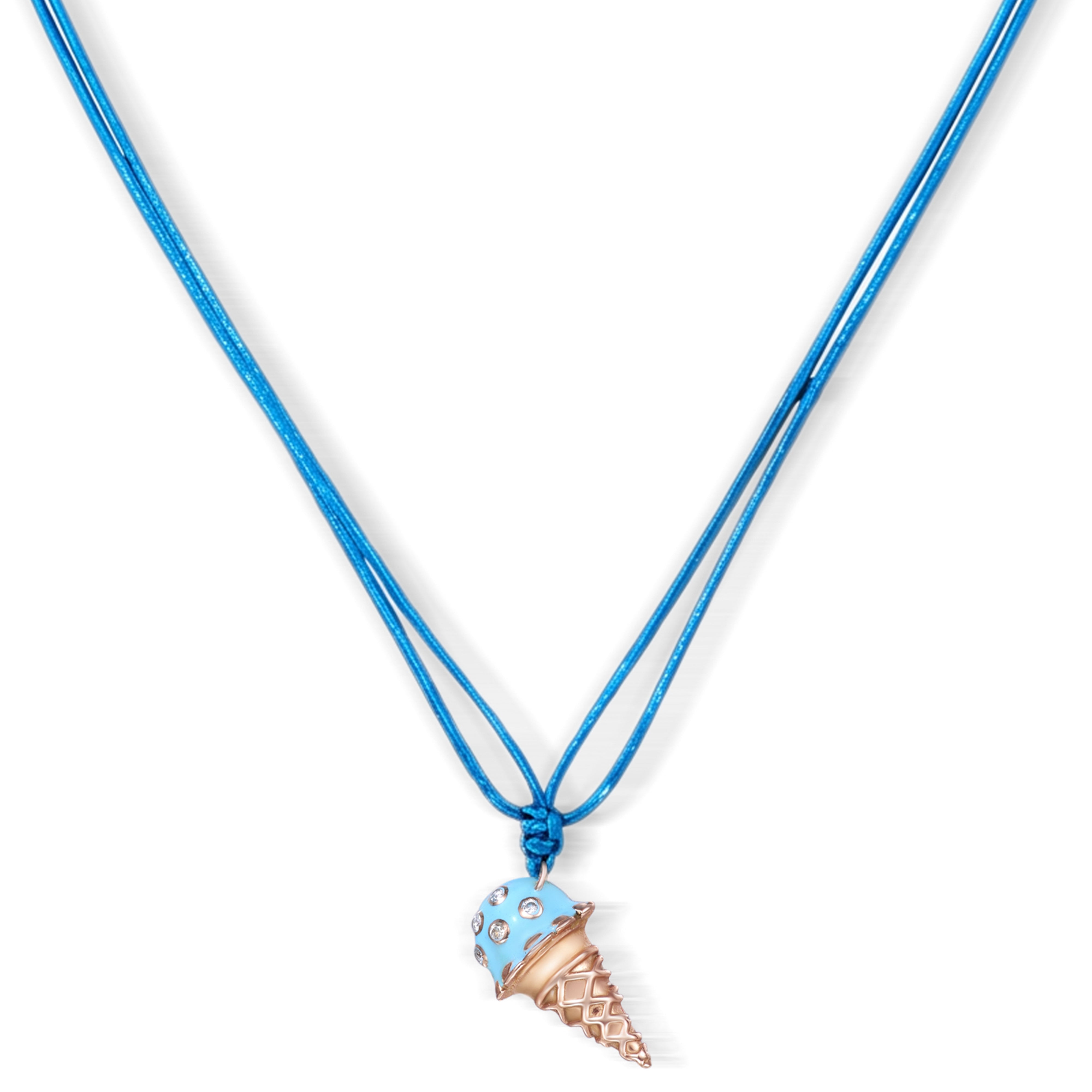 18K Rose Gold Dolato Scoop Cone Diamond Necklace in Bubblegum