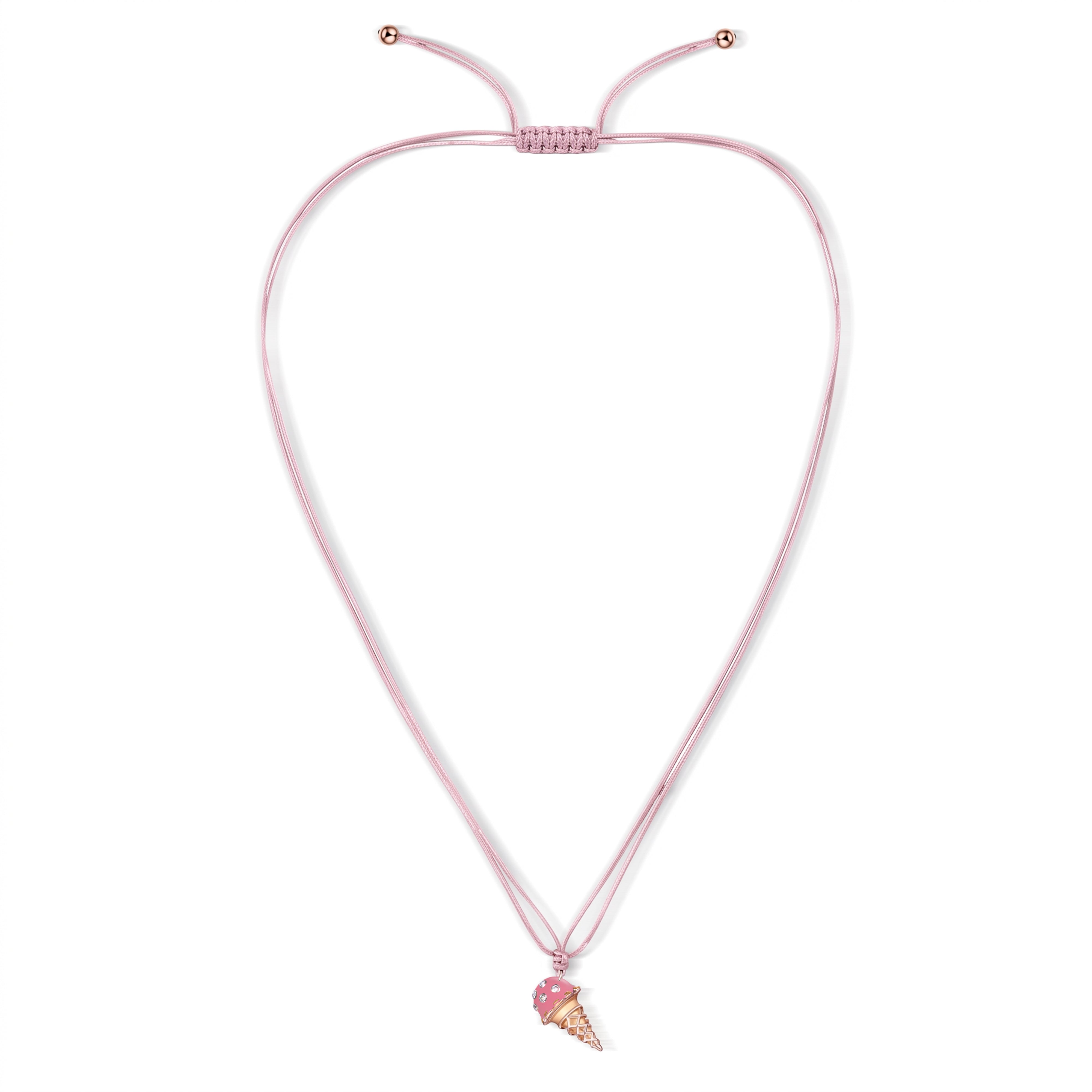 18K Rose Dolato Scoop Cone Diamond Necklace in Strawberry