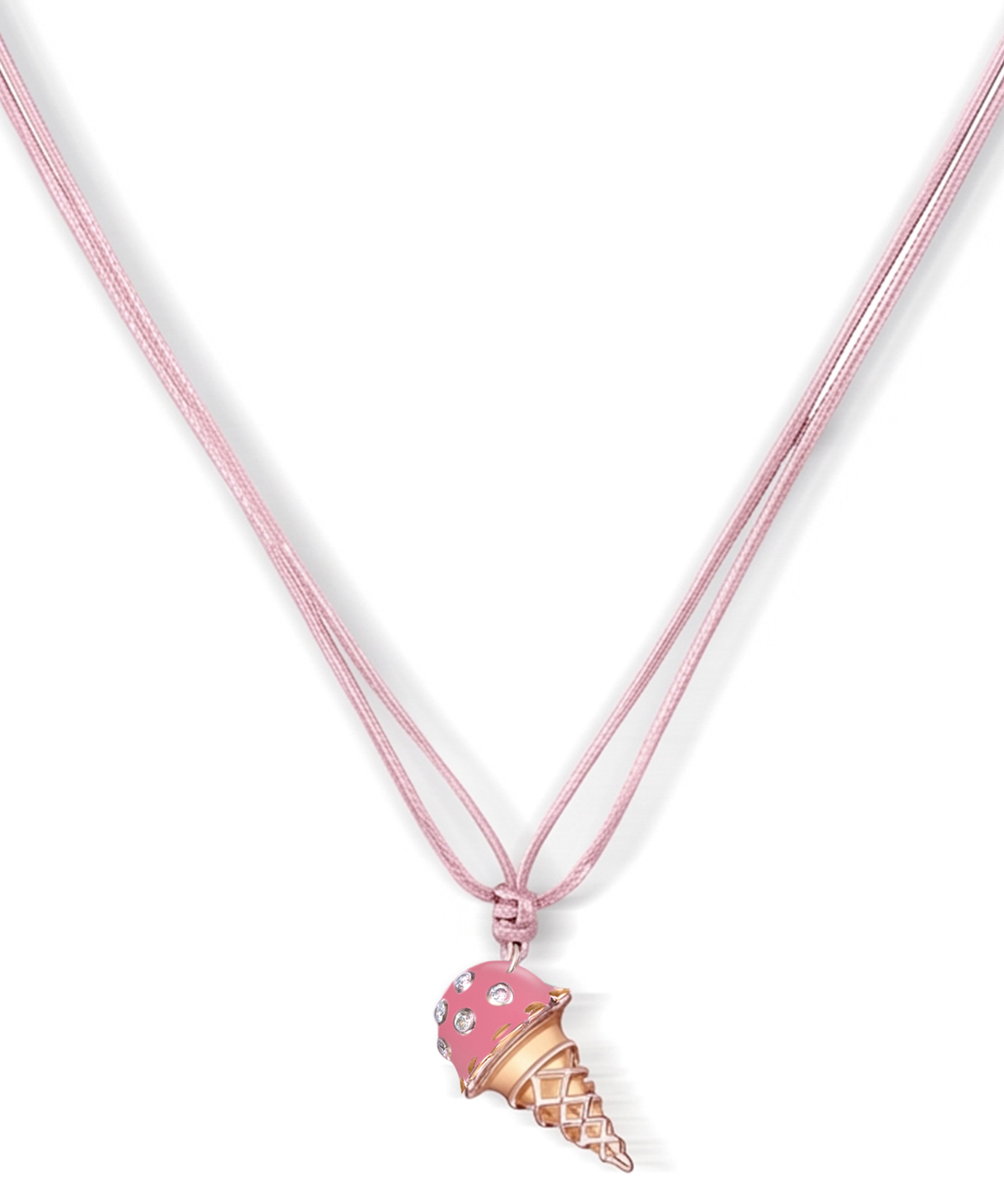 18K Rose Dolato Scoop Cone Diamond Necklace in Strawberry