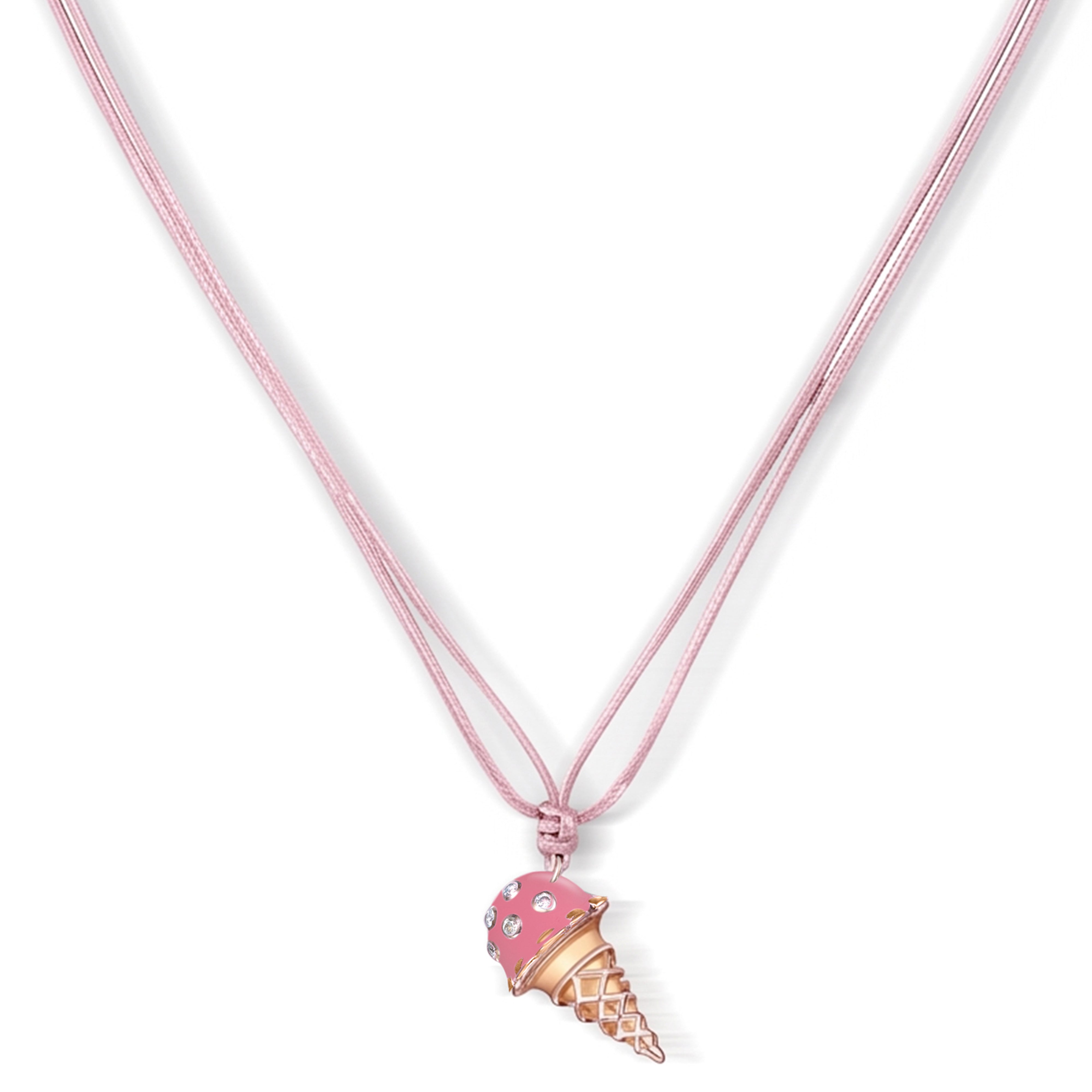 18K Rose Dolato Scoop Cone Diamond Necklace in Strawberry