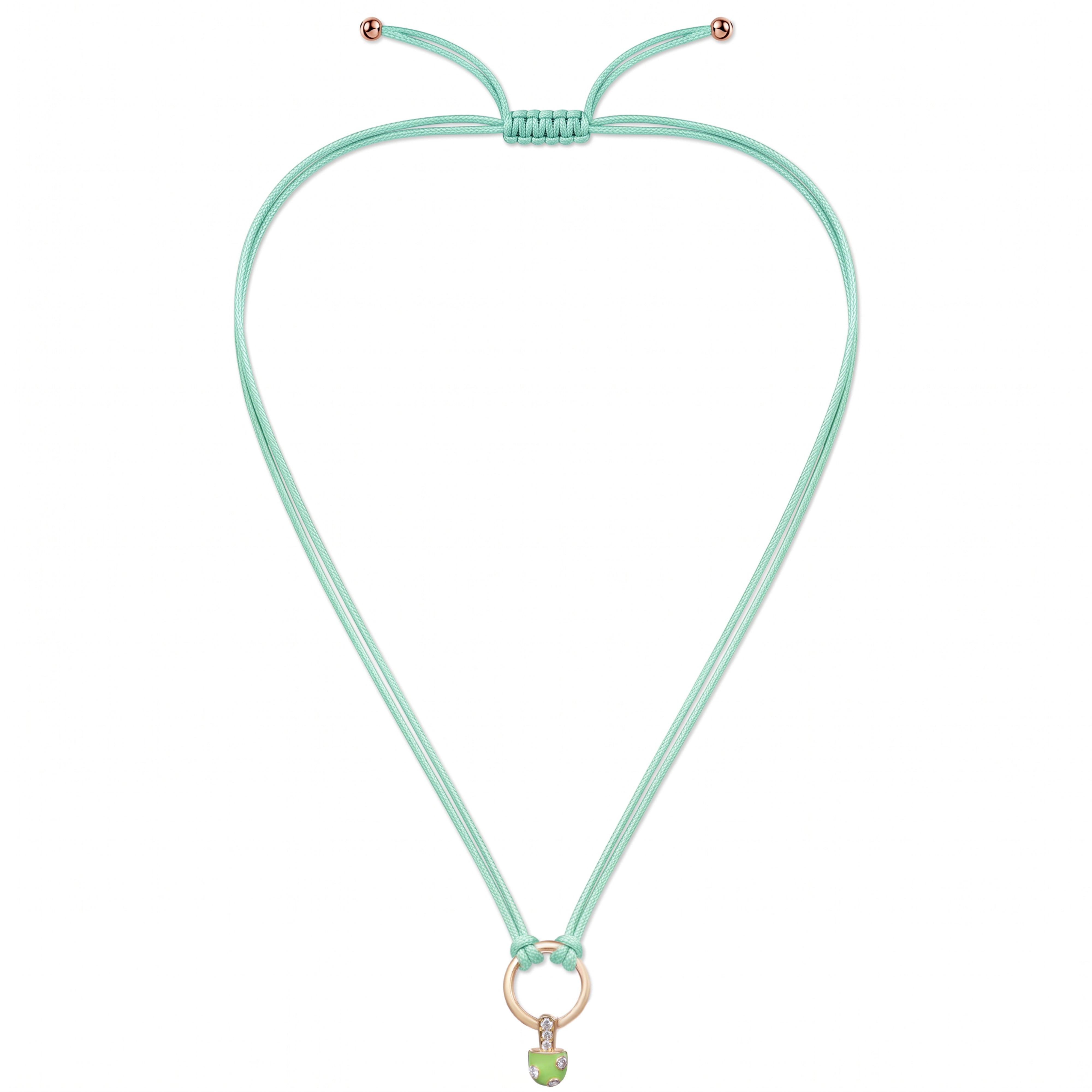 18K Gold Iconic Dolato Mini Diamond Necklace in Pistachio