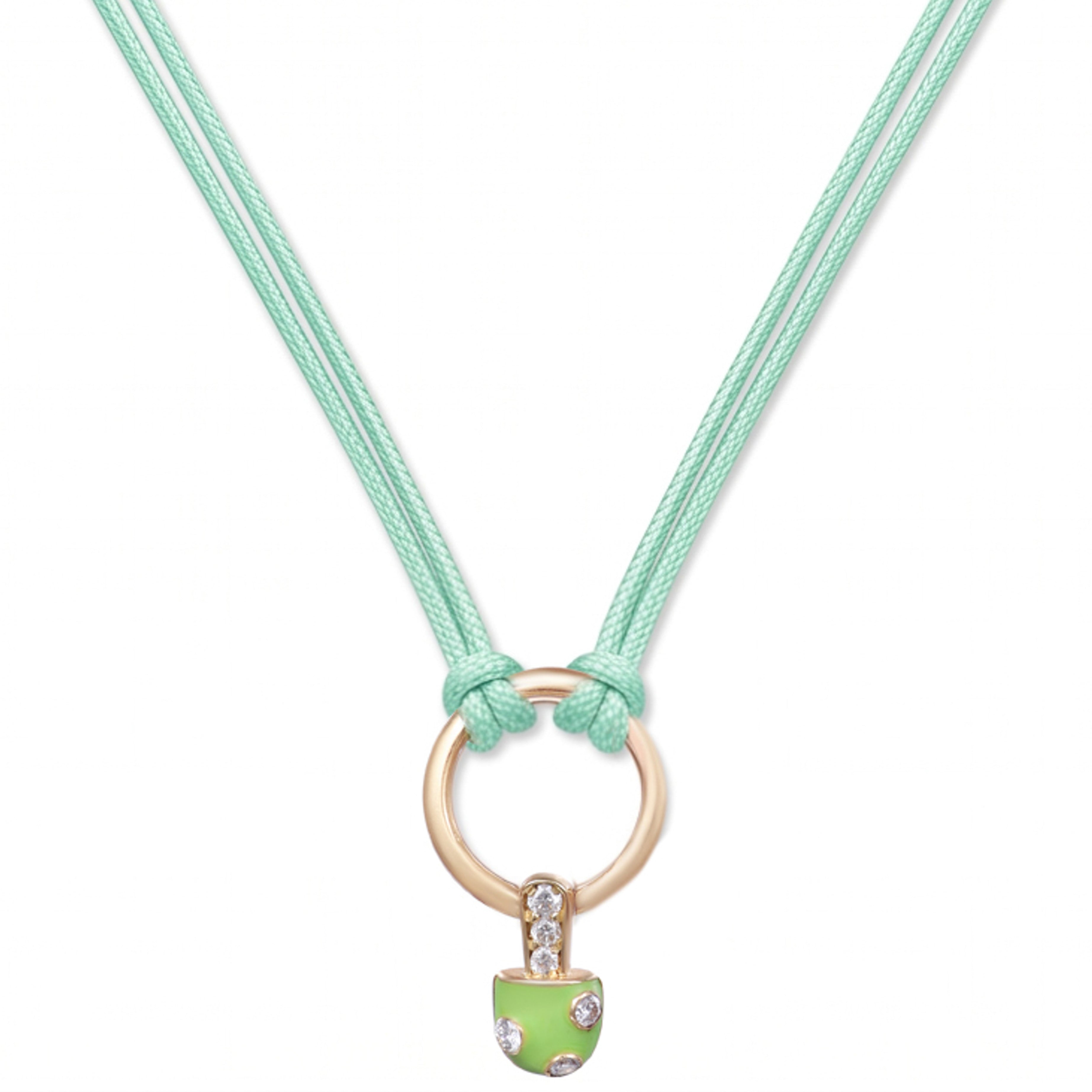 18K Gold Iconic Dolato Mini Diamond Necklace in Pistachio
