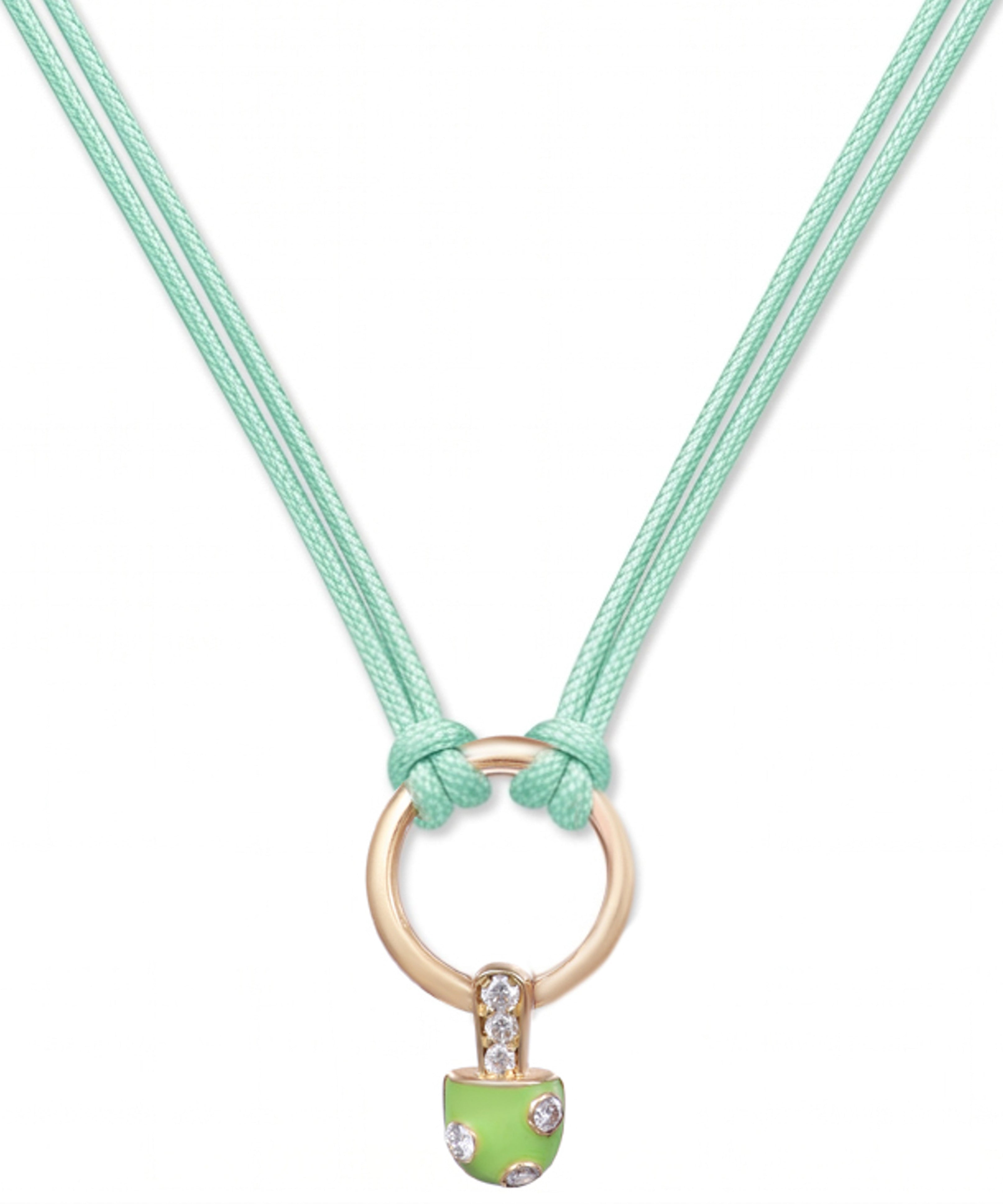 18K Gold Iconic Dolato Mini Diamond Necklace in Pistachio