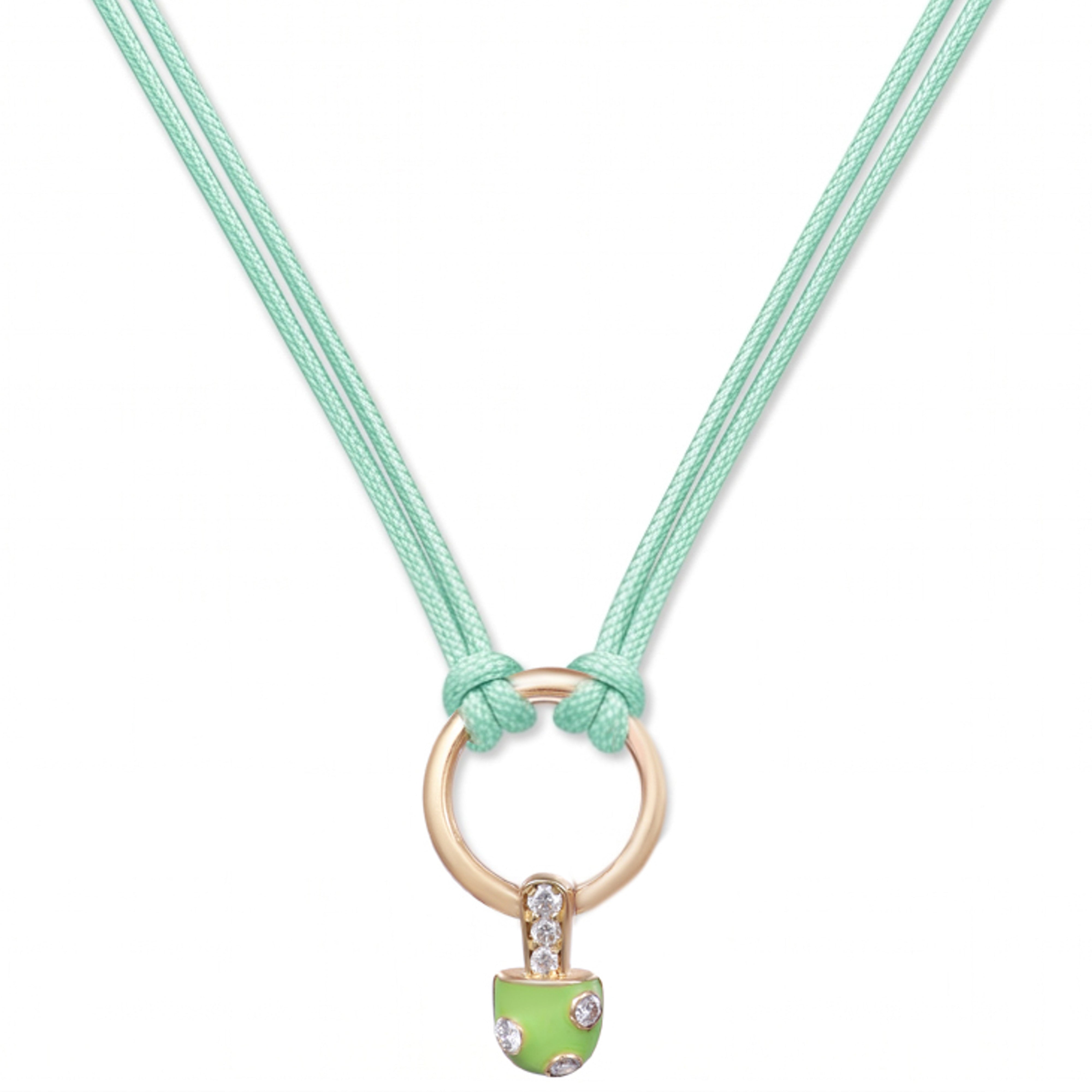 18K Gold Iconic Dolato Mini Diamond Necklace in Pistachio