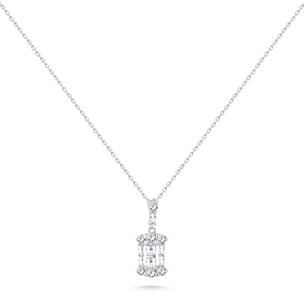 Shinny Crystal Diamond Bar necklace in White 18 K Gold - 6089939B
