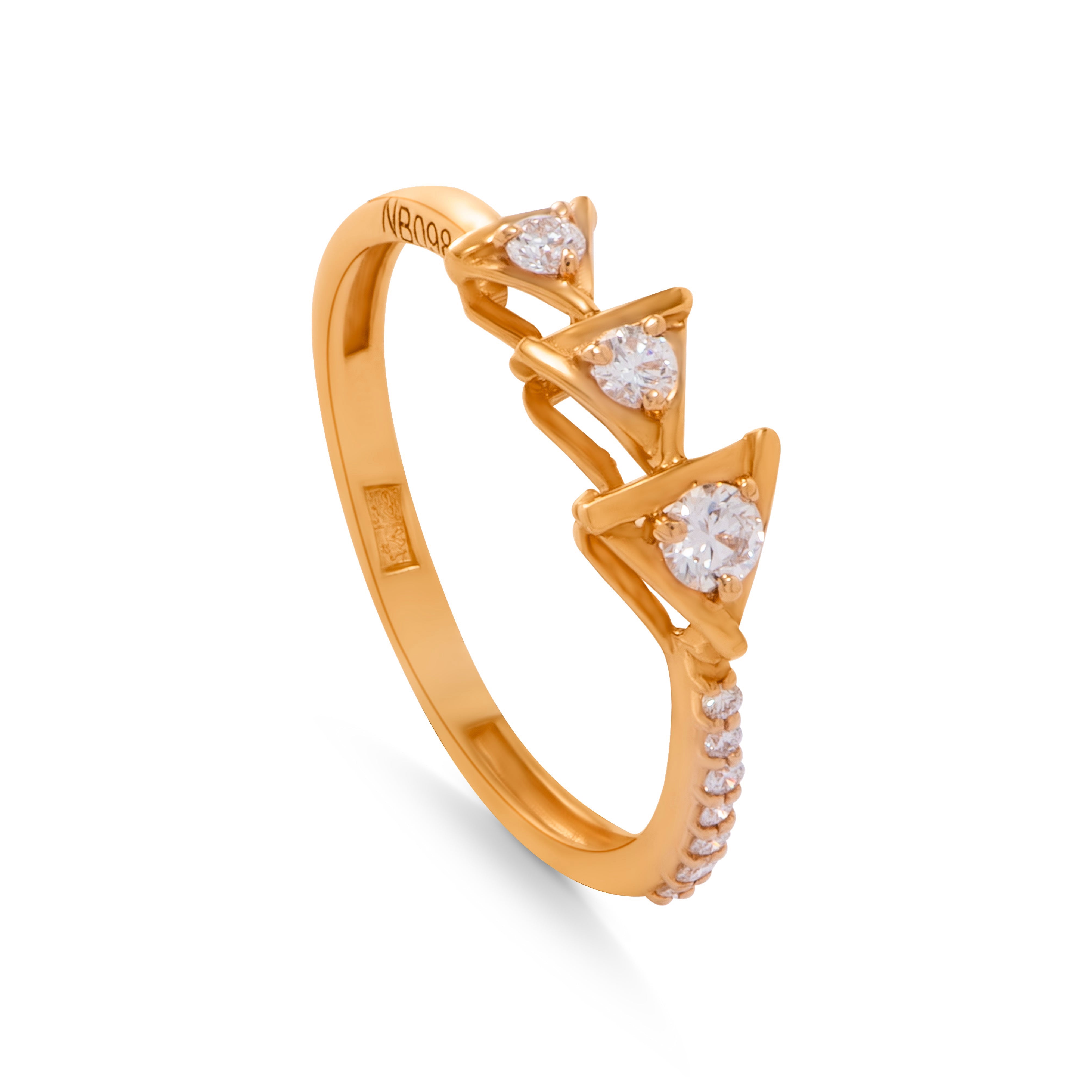 Diamond ring in a Triangles shape in 18k Rose Gold - S-H12R