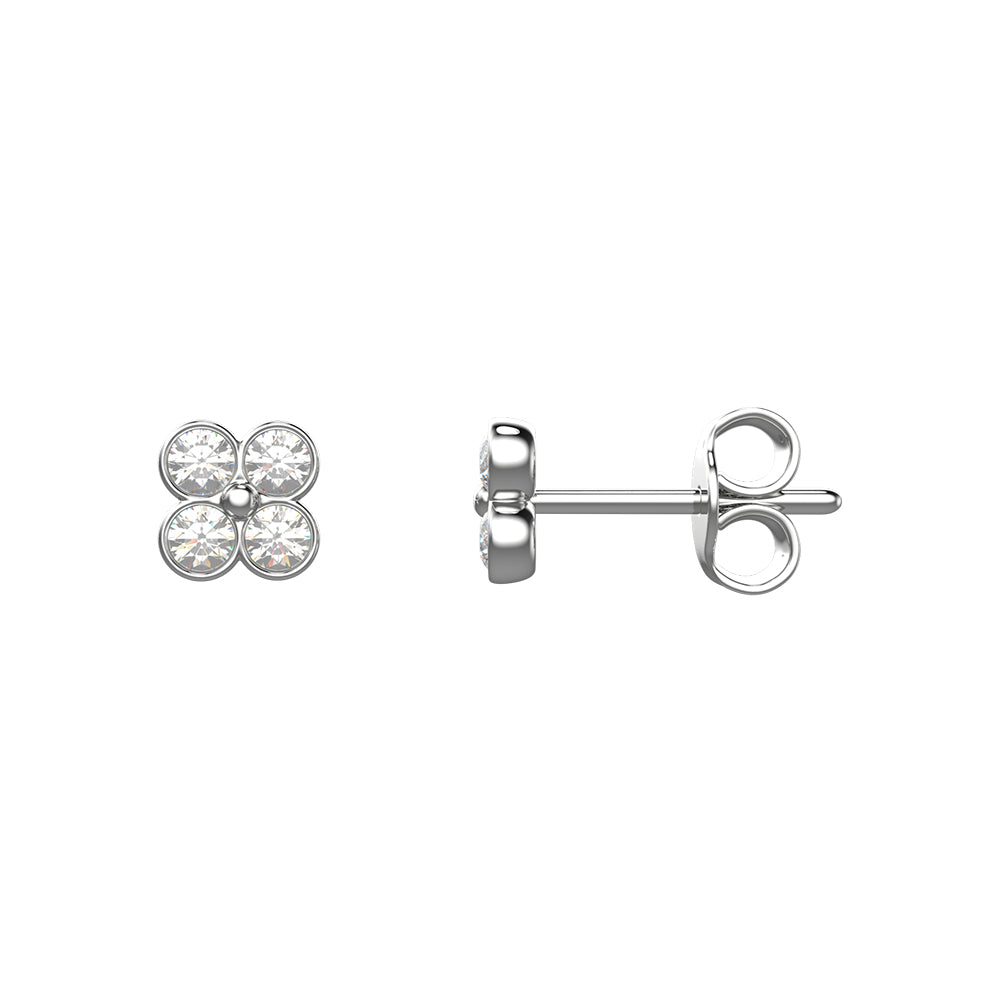 Diamond Floral Shaped Stud in 18k white gold - SIR1293