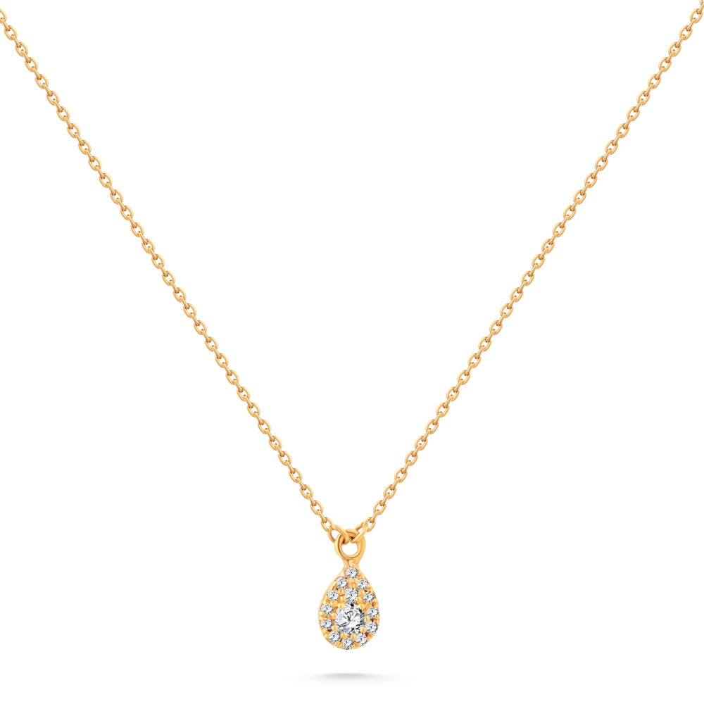 Diamond Oval Shaped Necklace in 18K Yellow Gold - S-X16NP