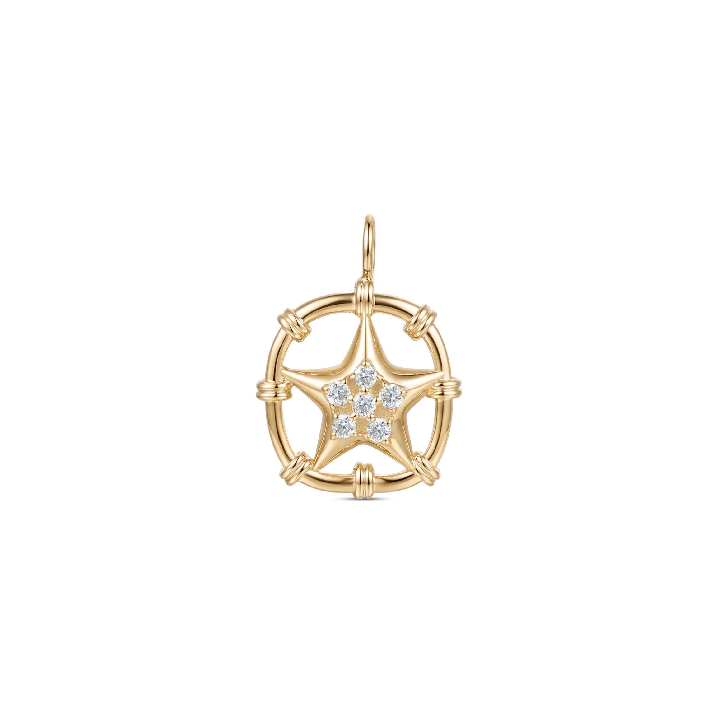 Astria 14K Gold Celestial Compass Charm with Diamonds