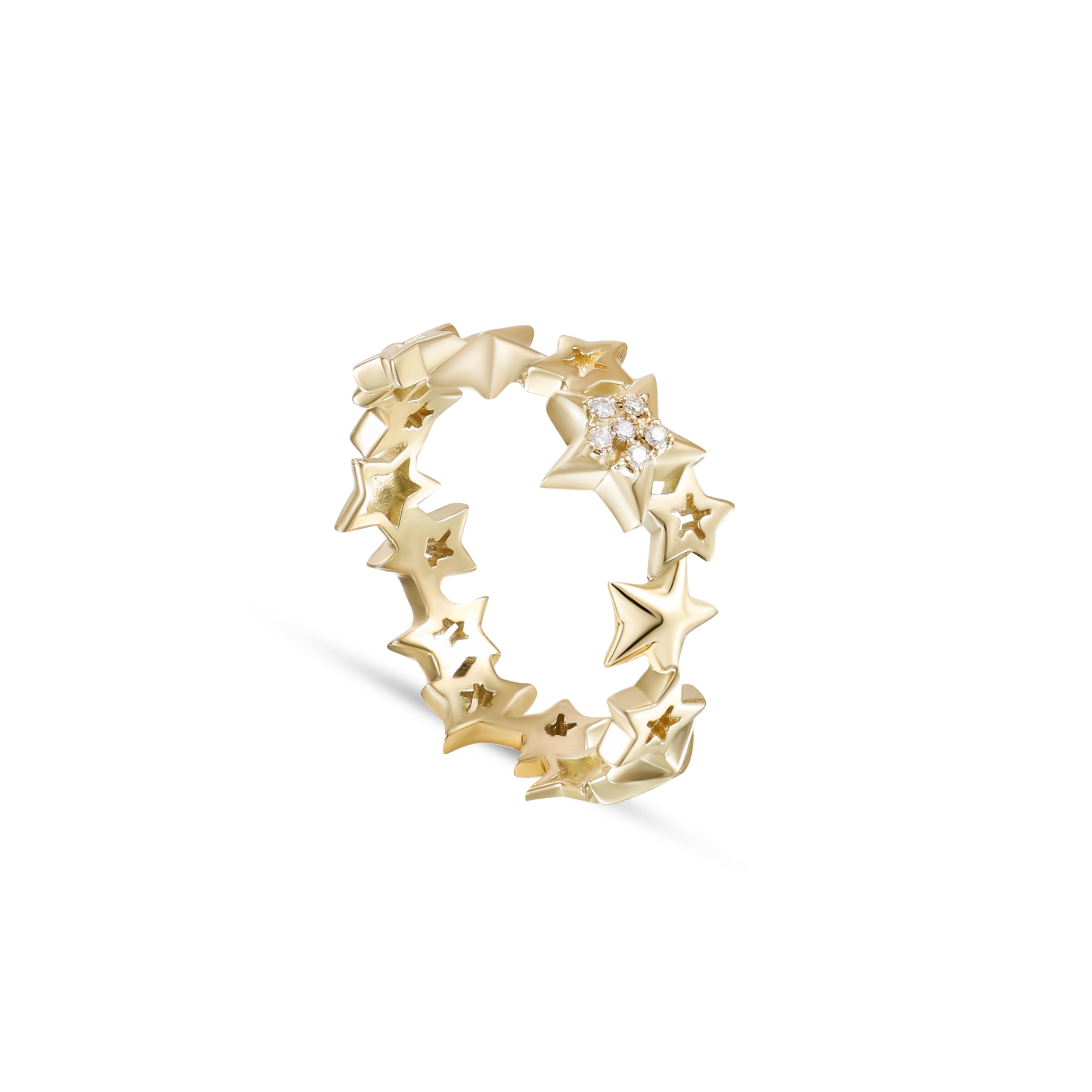 Astria 14K Gold Cluster Star Ring with Diamonds