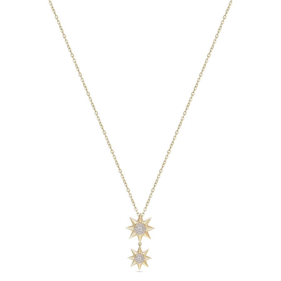 Astria 14K Gold Double Starburst Pendant with Diamonds