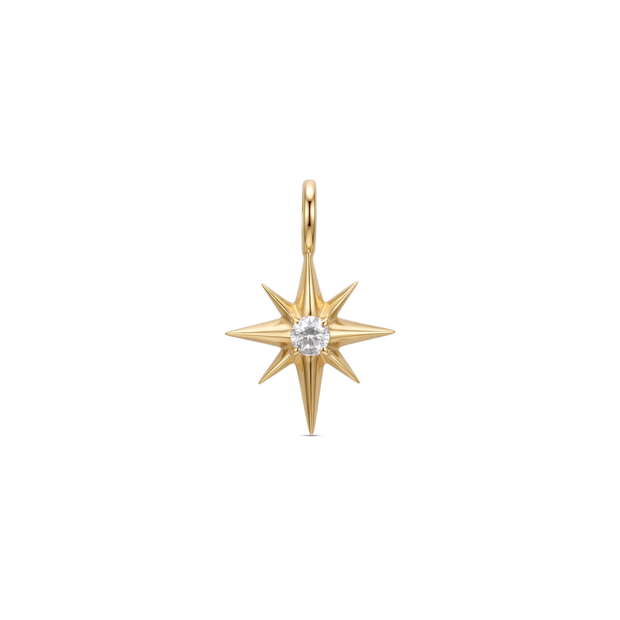 Astria 14K Gold North Star Charm with Center Diamond