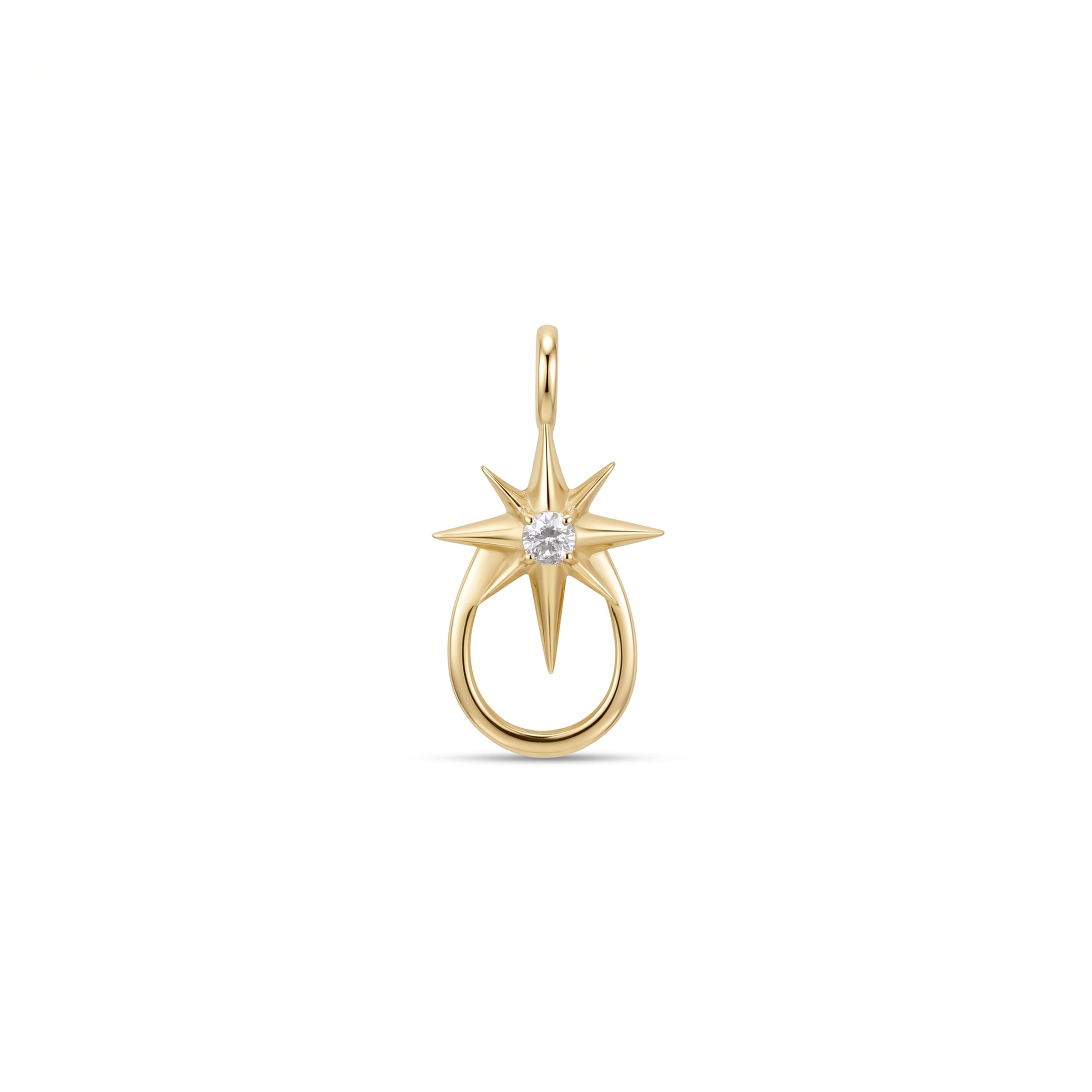 Astria 14K Gold North Star Charm with Center Diamond & Orbit