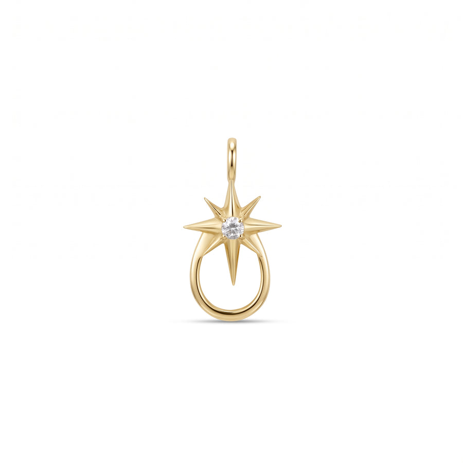 Astria 14K Gold North Star Charm with Center Diamond & Orbit