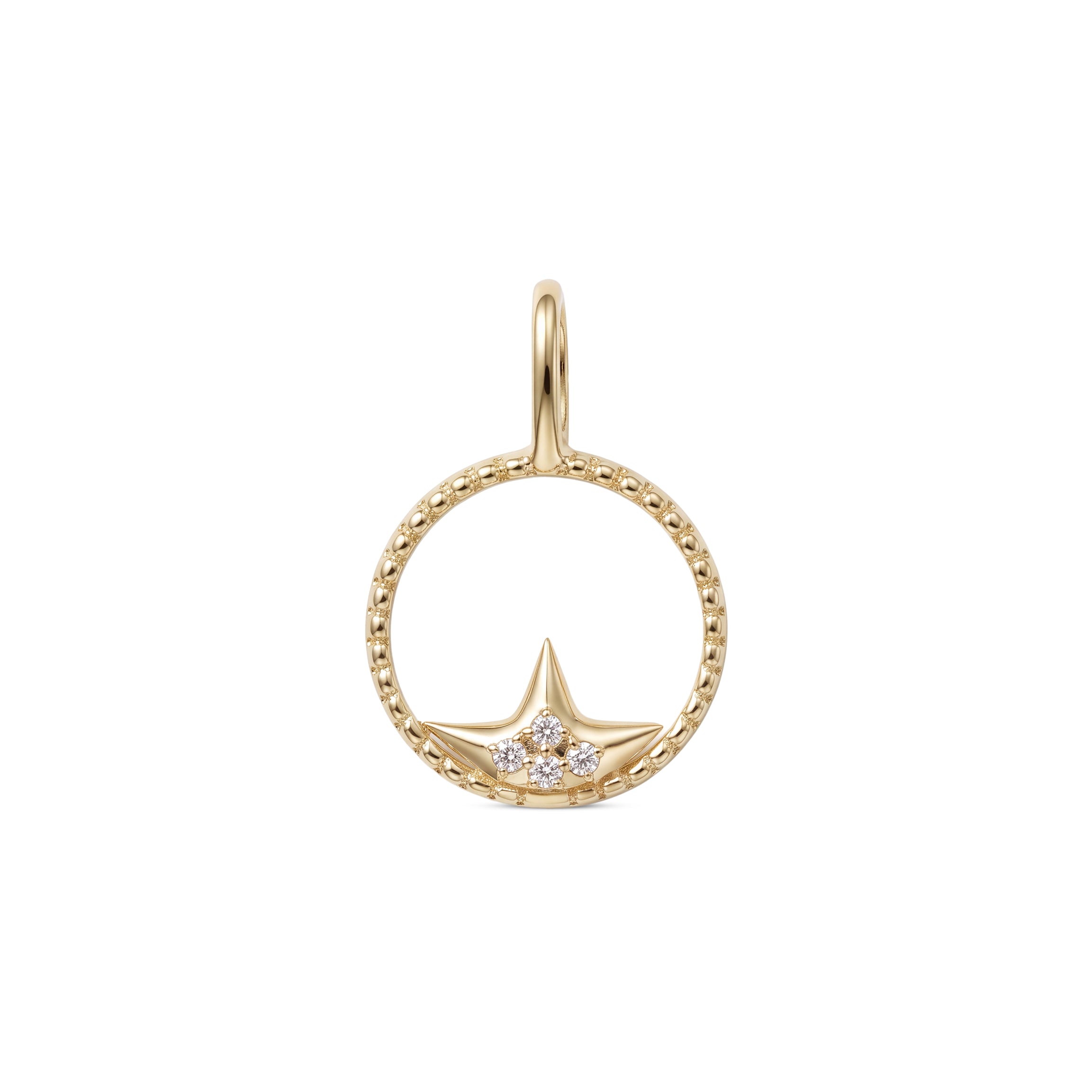 Astria 14K Gold Offset Star Medallion Charm with Diamonds