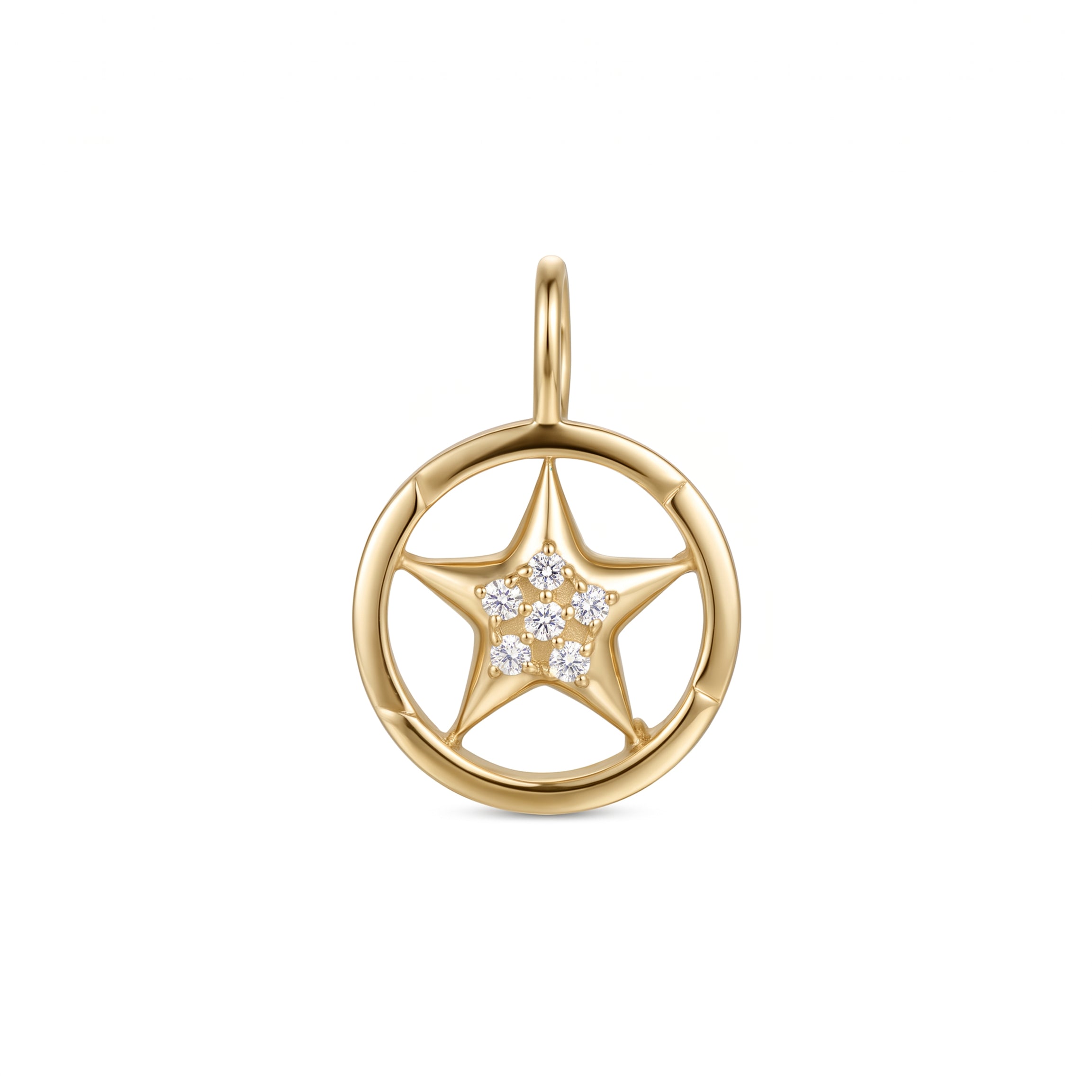 Astria 14K Gold Open Star Medallion Charm with Diamonds
