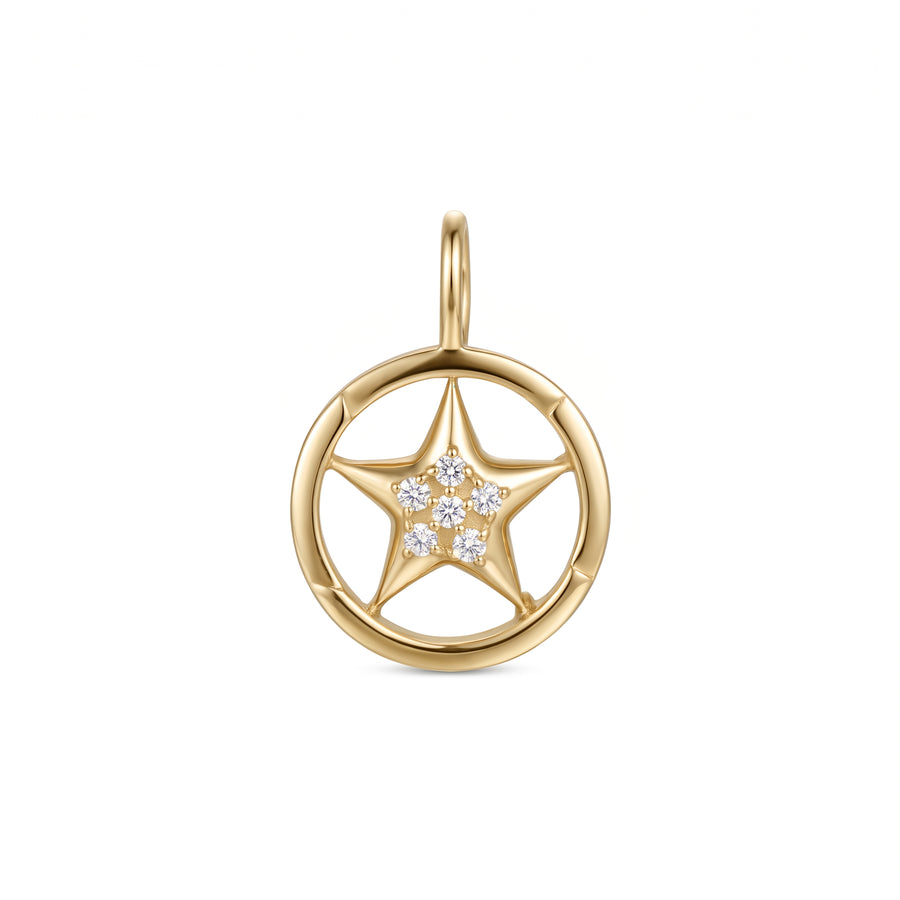 Astria 14K Gold Open Star Medallion Charm with Diamonds