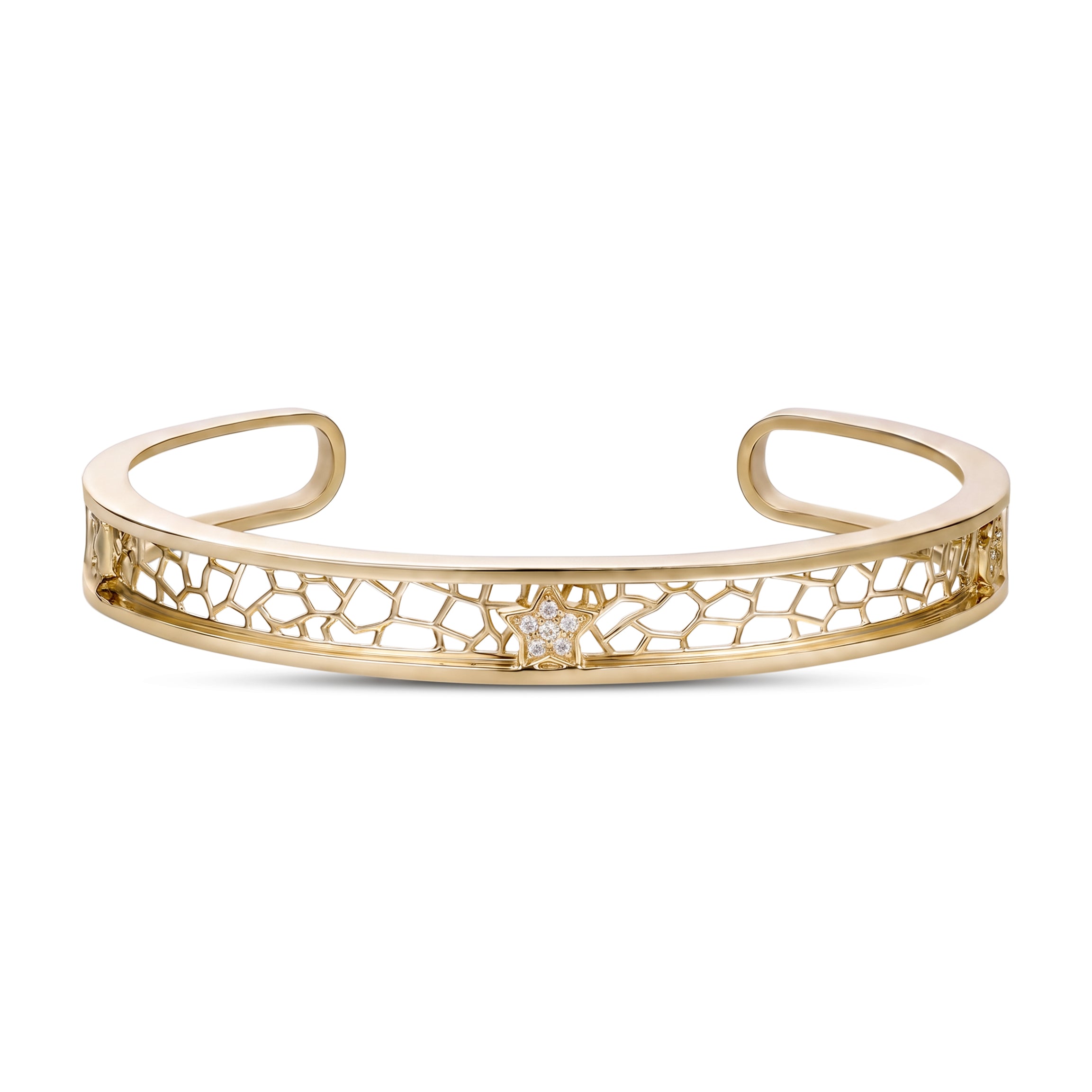 Astria 14K Gold Organic Celestial Lattice Bangle with Diamonds