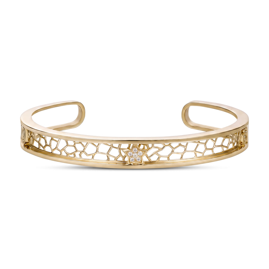 Astria 14K Gold Organic Celestial Lattice Bangle with Diamonds