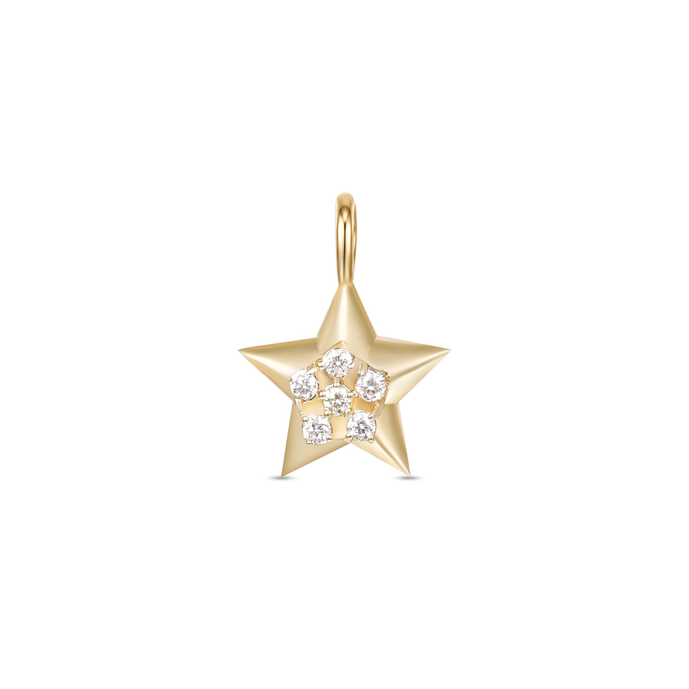 Astria 14K Gold Star Charm with Center Diamonds