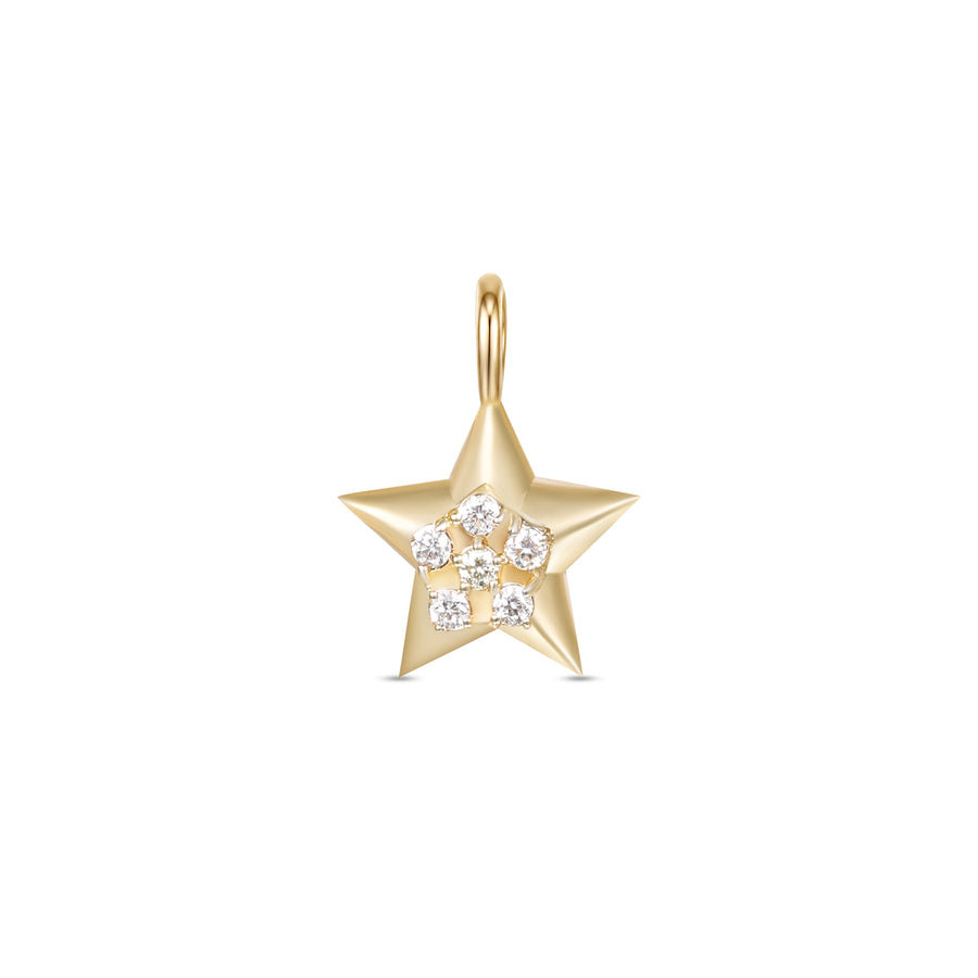 Astria 14K Gold Star Charm with Center Diamonds