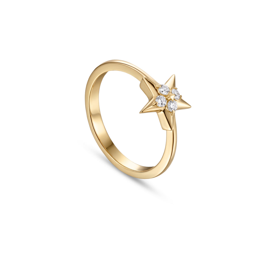 Astria 14K Gold Star Ring with Diamonds