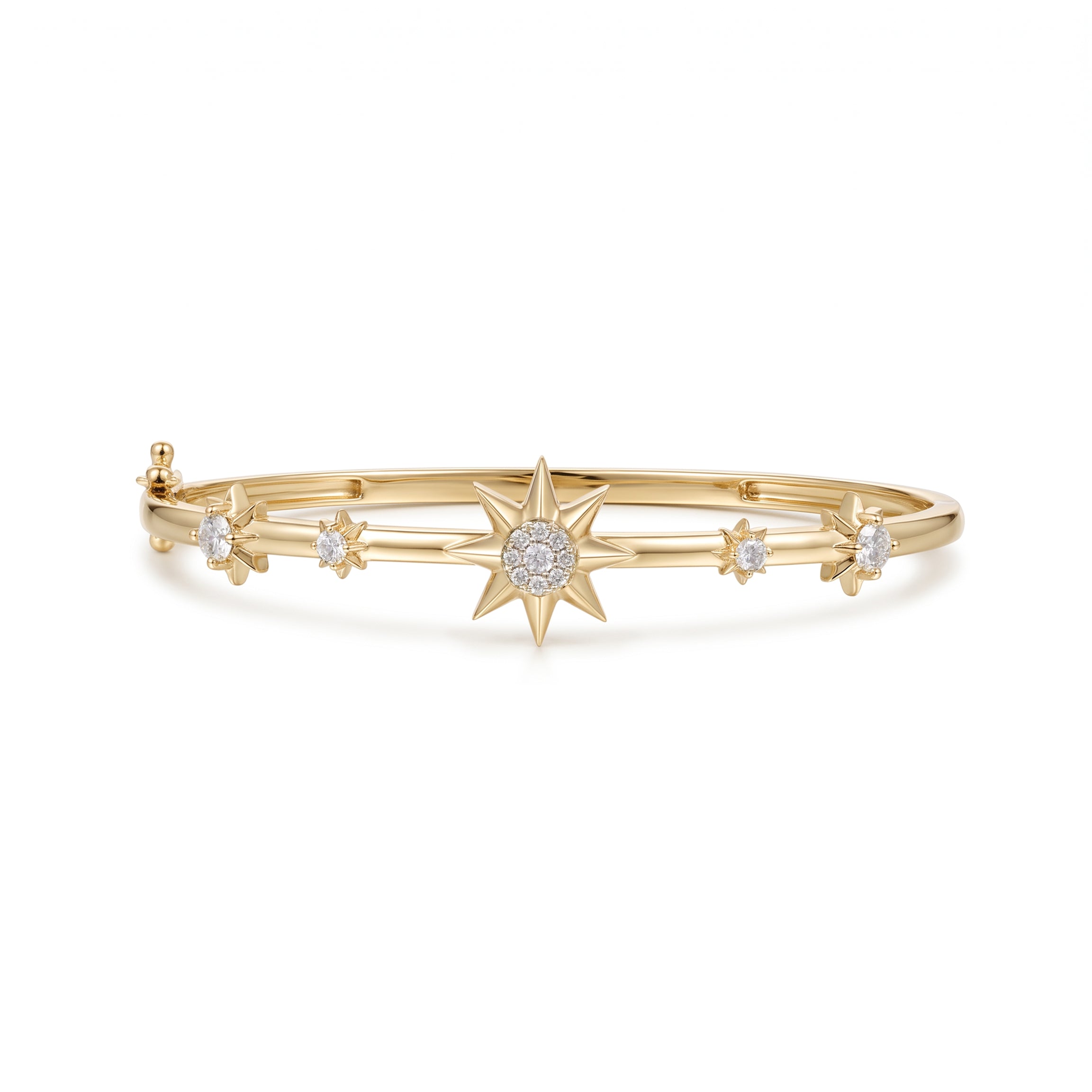 Astria 14K Gold Starburst Bangle with Mini Stars & Diamonds