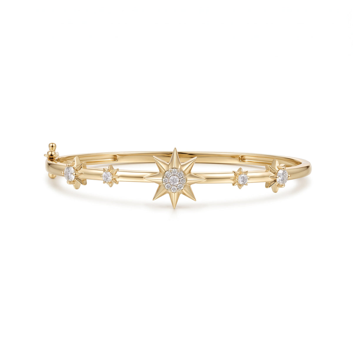 Astria Diamond Starburst Bangle with Mini Stars set in 14k Gold