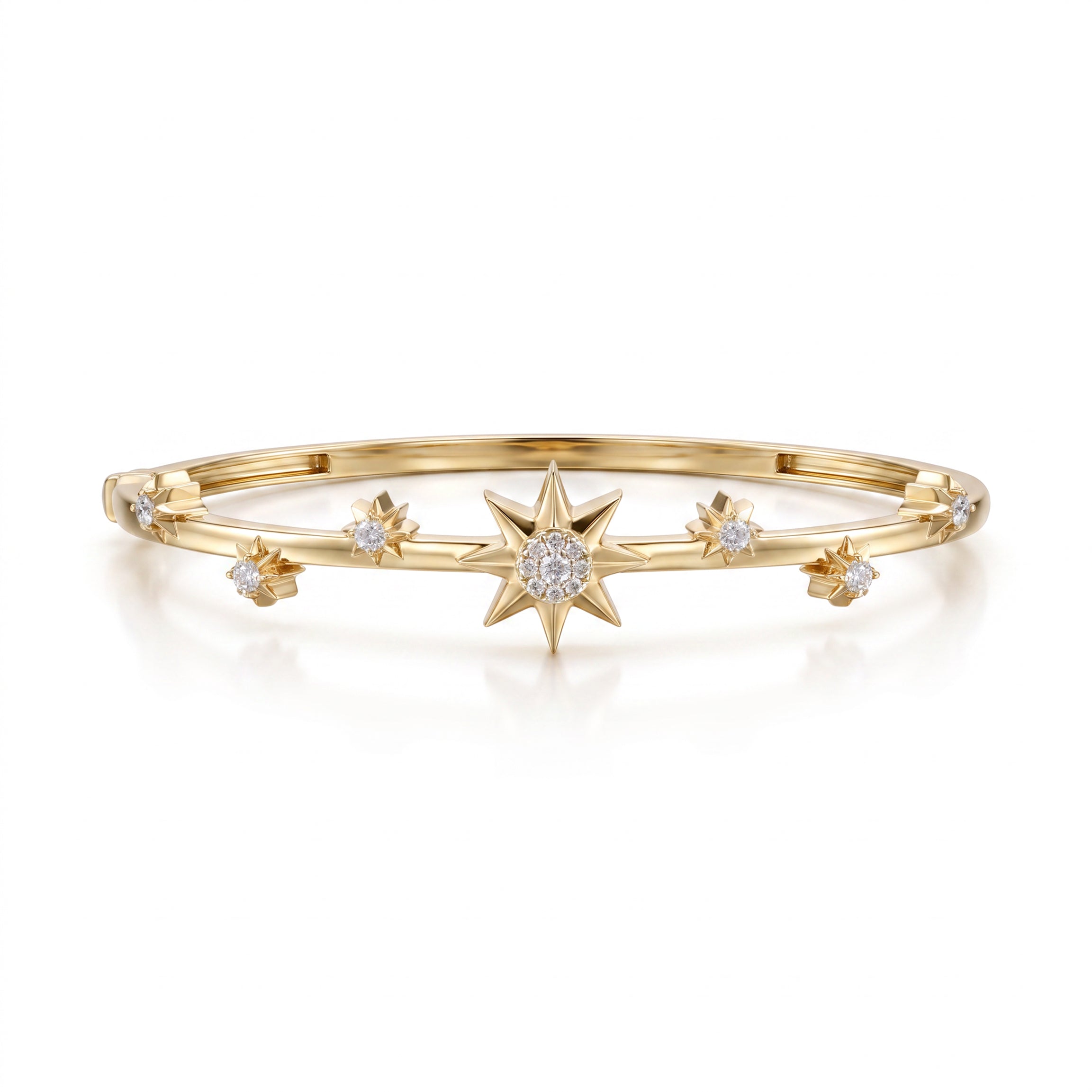 Astria 14K Gold Starburst Celestial Bangle with Diamonds