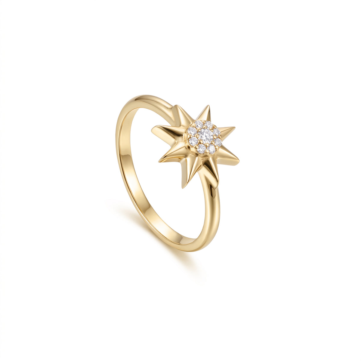 Astria 14K Gold Starburst Ring with Diamonds